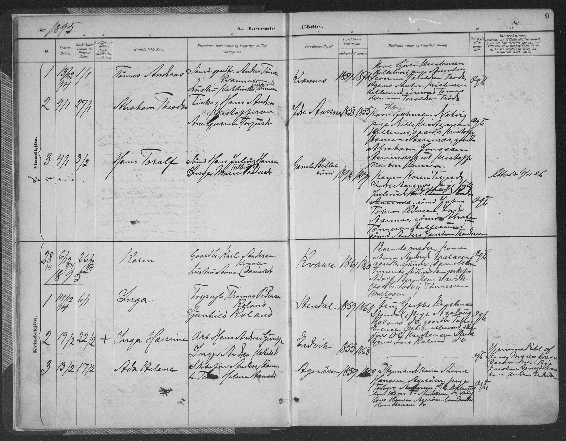 Høvåg sokneprestkontor, AV/SAK-1111-0025/F/Fa/L0006: Parish register (official) no. A 6, 1894-1923, p. 9