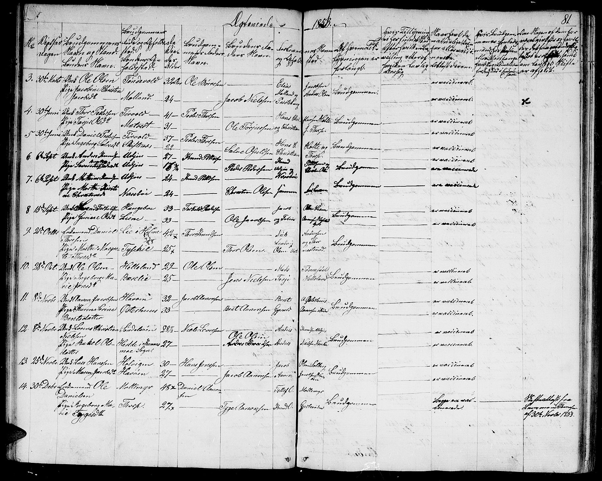 Hommedal sokneprestkontor, AV/SAK-1111-0023/F/Fb/Fbb/L0005: Parish register (copy) no. B 5, 1850-1869, p. 81