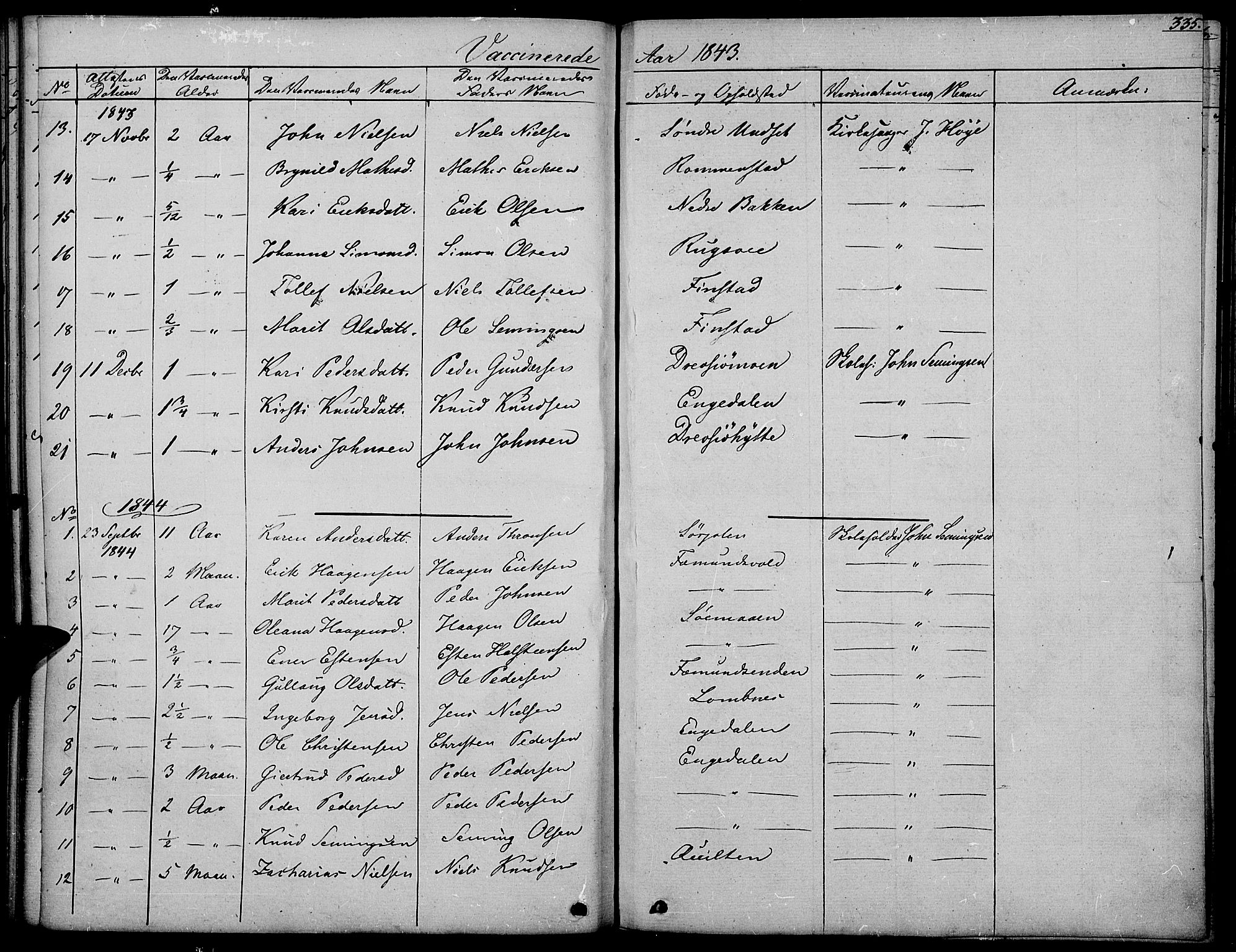 Rendalen prestekontor, SAH/PREST-054/H/Ha/Haa/L0004: Parish register (official) no. 4, 1829-1852, p. 335