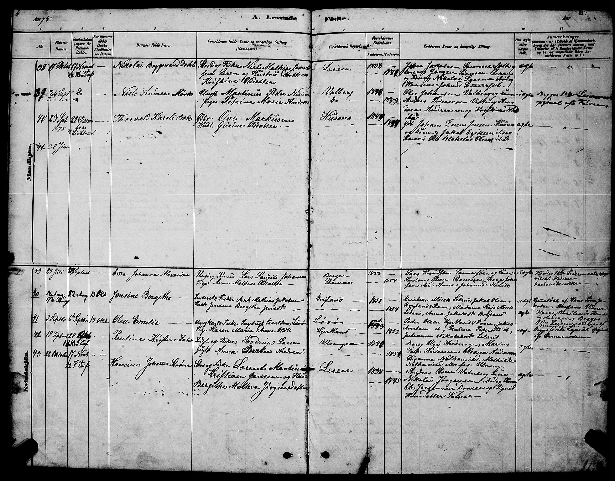 Ministerialprotokoller, klokkerbøker og fødselsregistre - Nordland, AV/SAT-A-1459/831/L0477: Parish register (copy) no. 831C04, 1878-1897, p. 6