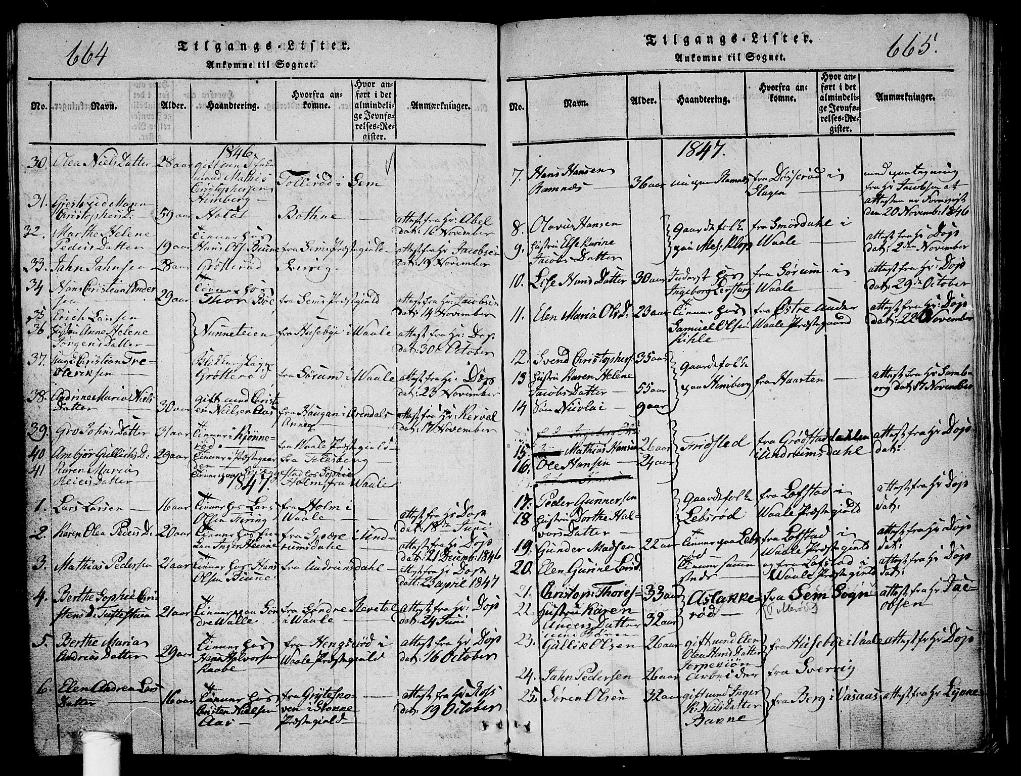 Ramnes kirkebøker, AV/SAKO-A-314/G/Ga/L0001: Parish register (copy) no. I 1, 1813-1847, p. 664-665