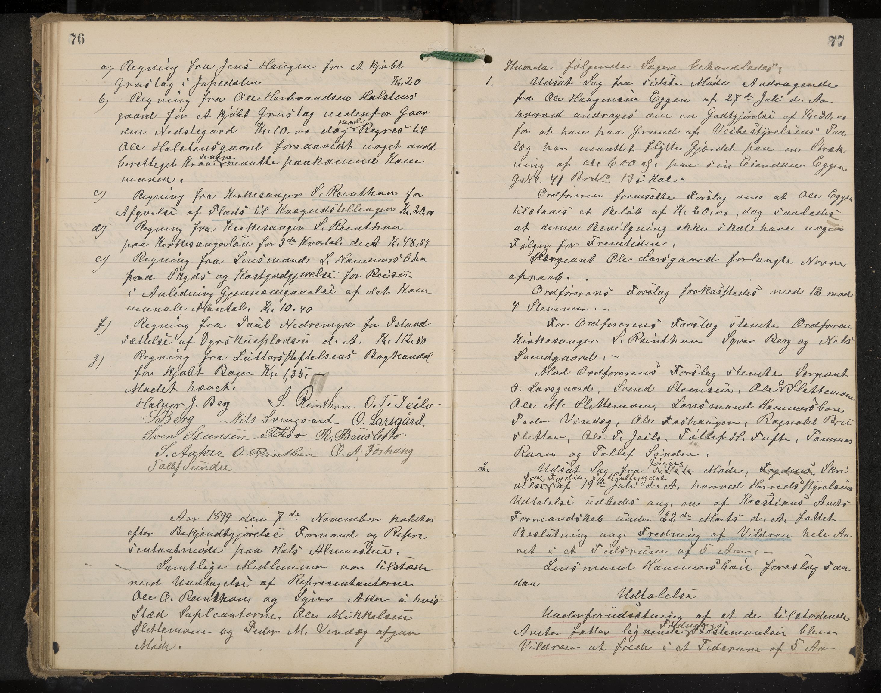 Hol formannskap og sentraladministrasjon, IKAK/0620021-1/A/L0003: Møtebok, 1897-1904, p. 76-77