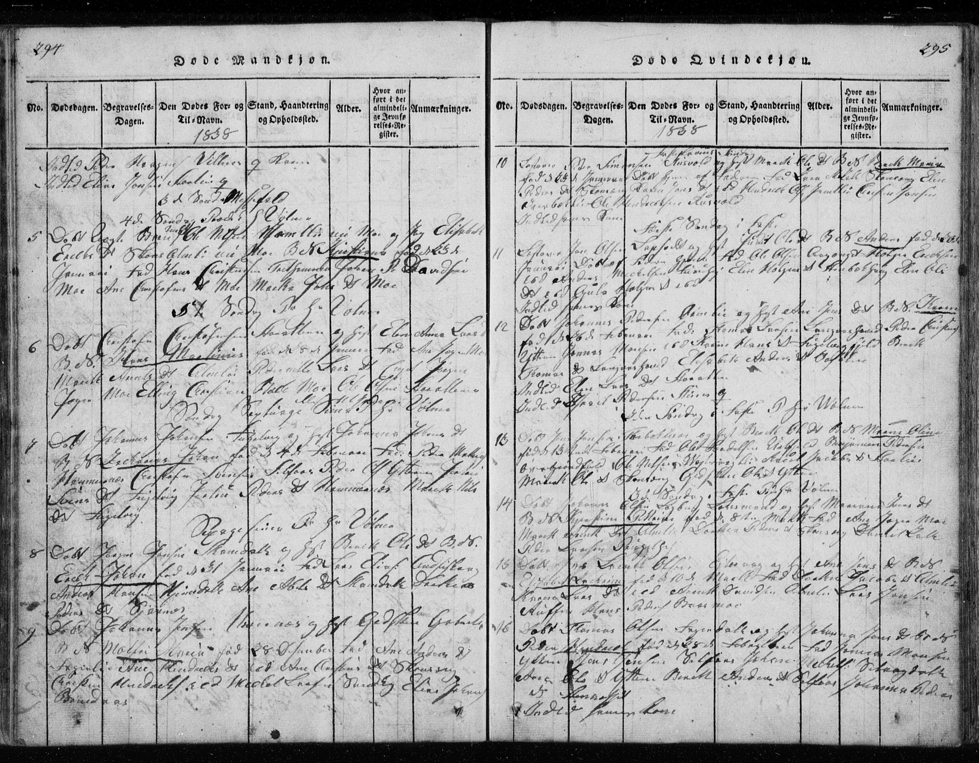 Ministerialprotokoller, klokkerbøker og fødselsregistre - Nordland, AV/SAT-A-1459/827/L0412: Parish register (copy) no. 827C01, 1820-1841, p. 294-295