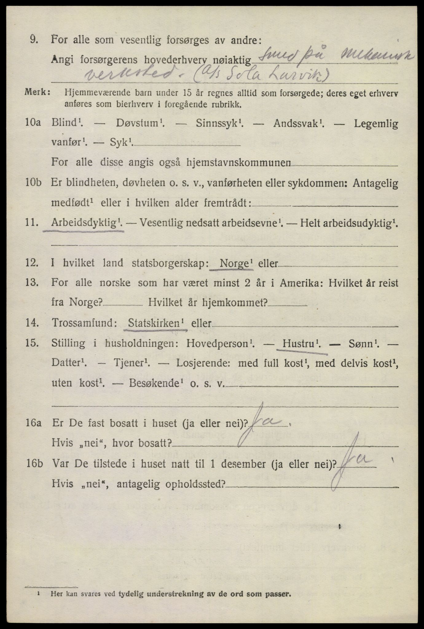 SAKO, 1920 census for Tjølling, 1920, p. 3706