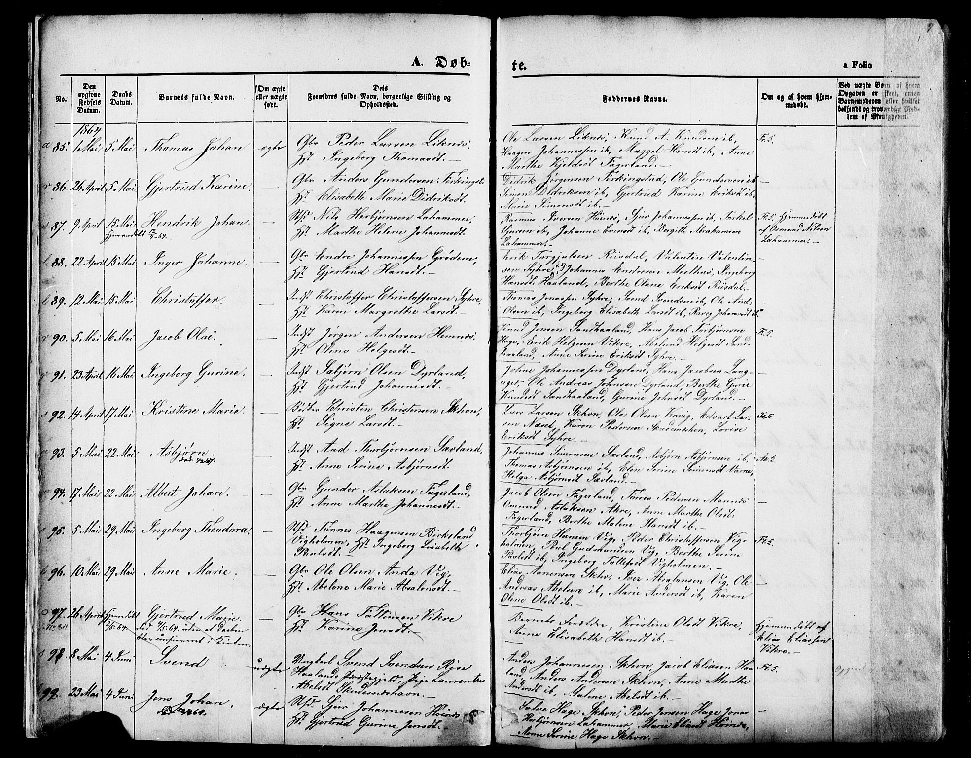 Skudenes sokneprestkontor, AV/SAST-A -101849/H/Ha/Haa/L0006: Parish register (official) no. A 4, 1864-1881, p. 7