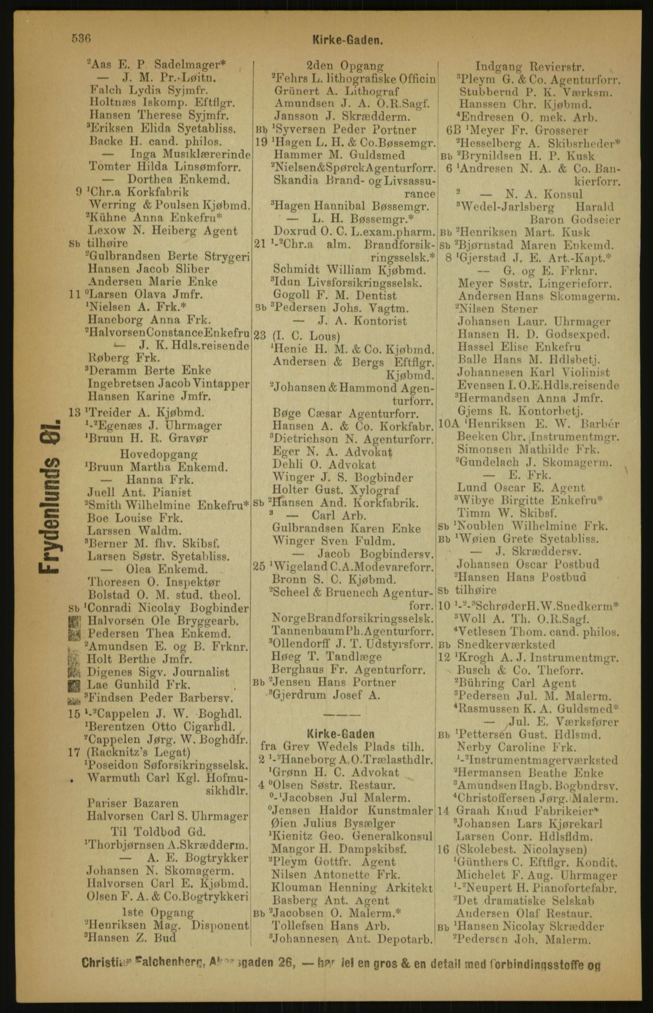 Kristiania/Oslo adressebok, PUBL/-, 1891, p. 536