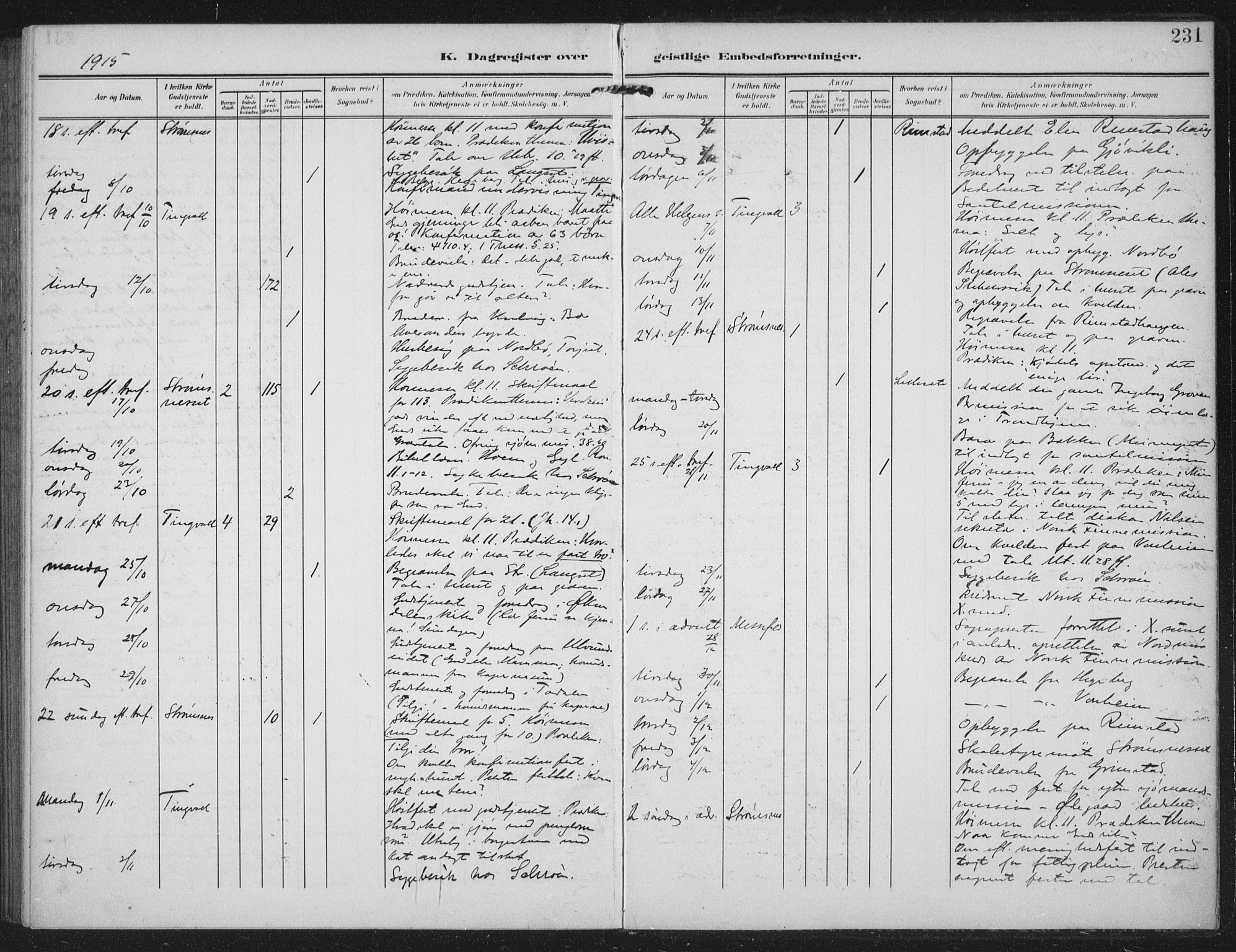 Ministerialprotokoller, klokkerbøker og fødselsregistre - Møre og Romsdal, AV/SAT-A-1454/586/L0989: Parish register (official) no. 586A15, 1906-1915, p. 231