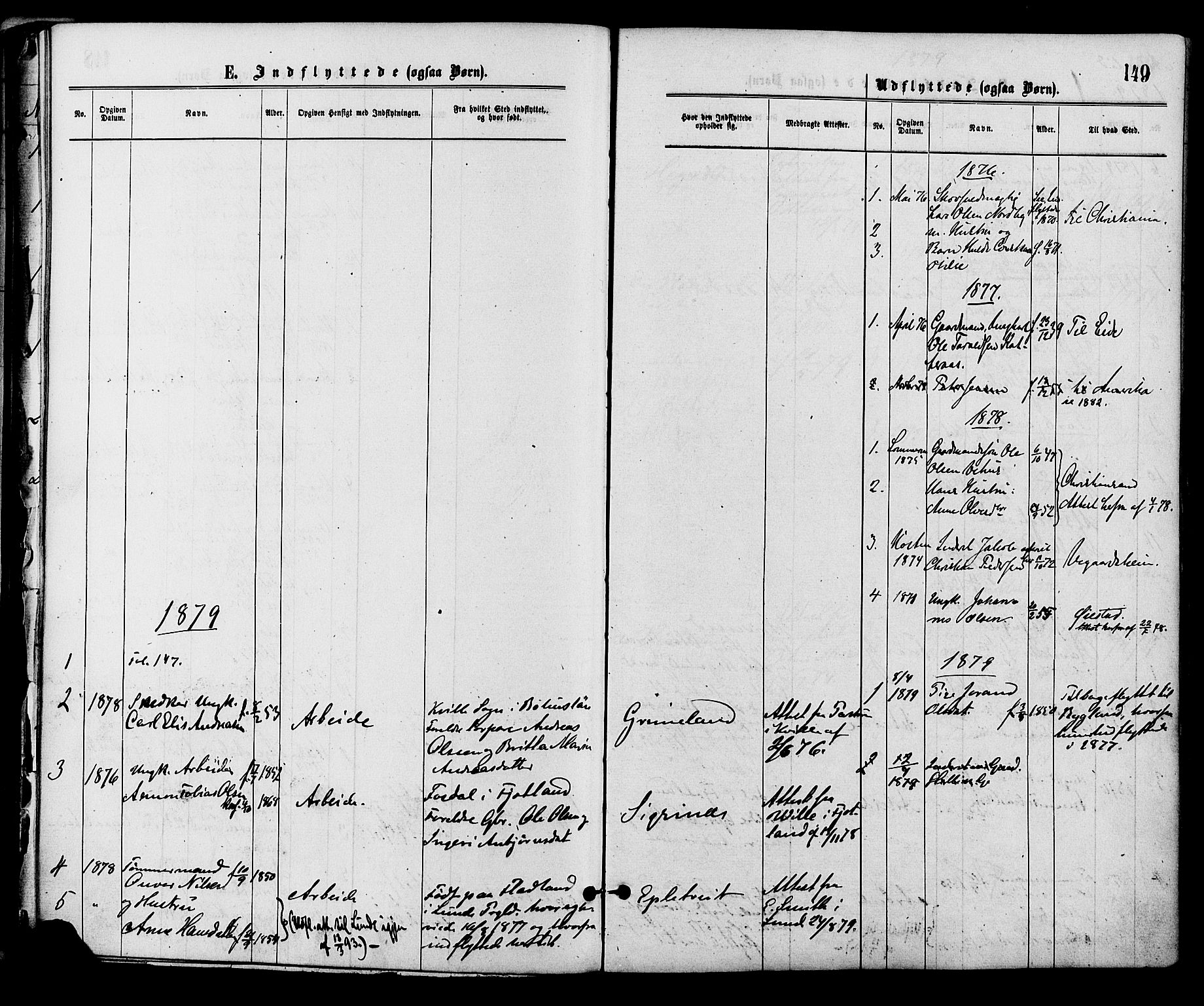 Åmli sokneprestkontor, AV/SAK-1111-0050/F/Fa/Fac/L0009: Parish register (official) no. A 9 /1, 1869-1884, p. 149