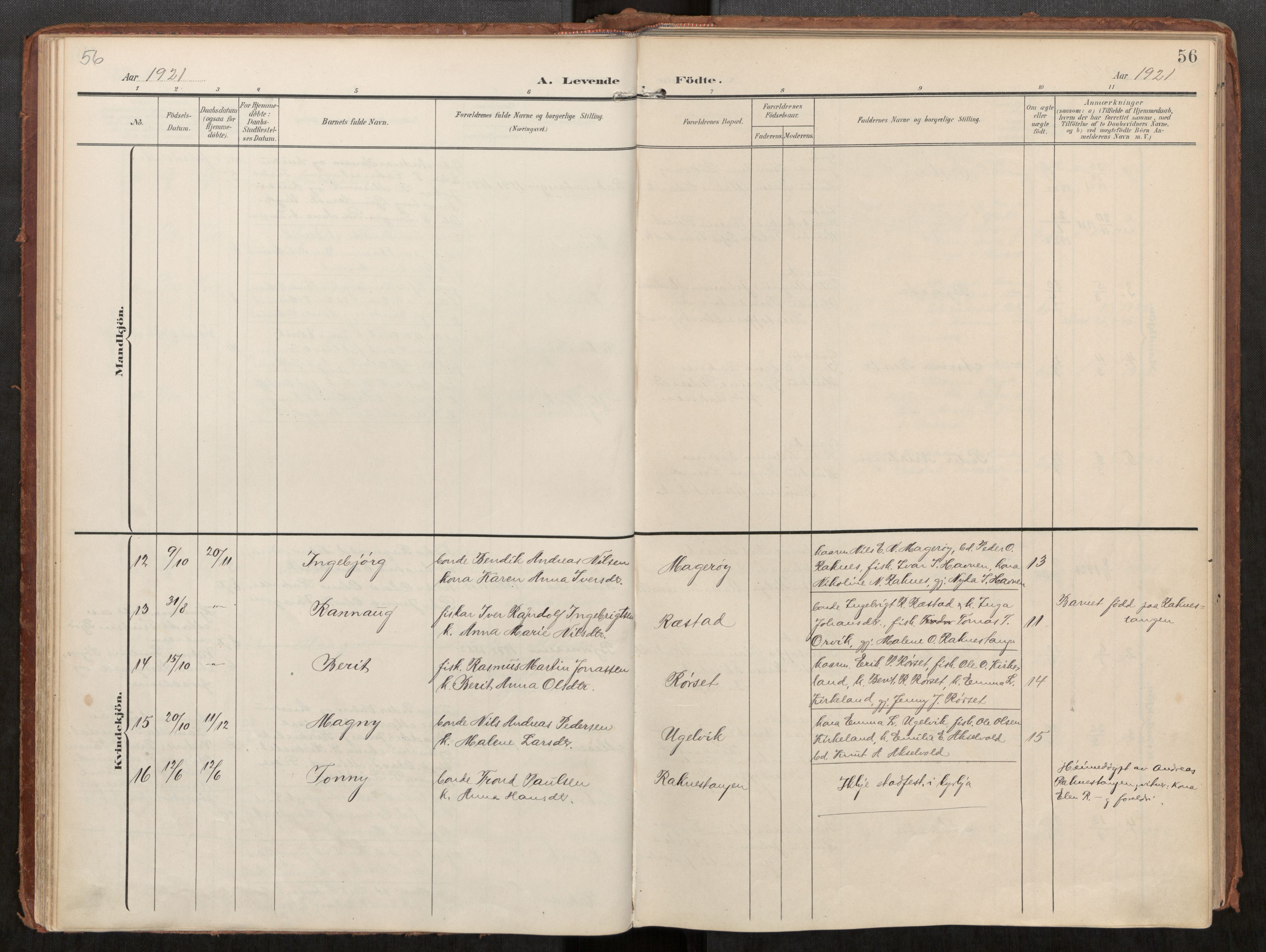 Ministerialprotokoller, klokkerbøker og fødselsregistre - Møre og Romsdal, AV/SAT-A-1454/563/L0740: Parish register (official) no. 563A02, 1903-1923, p. 56