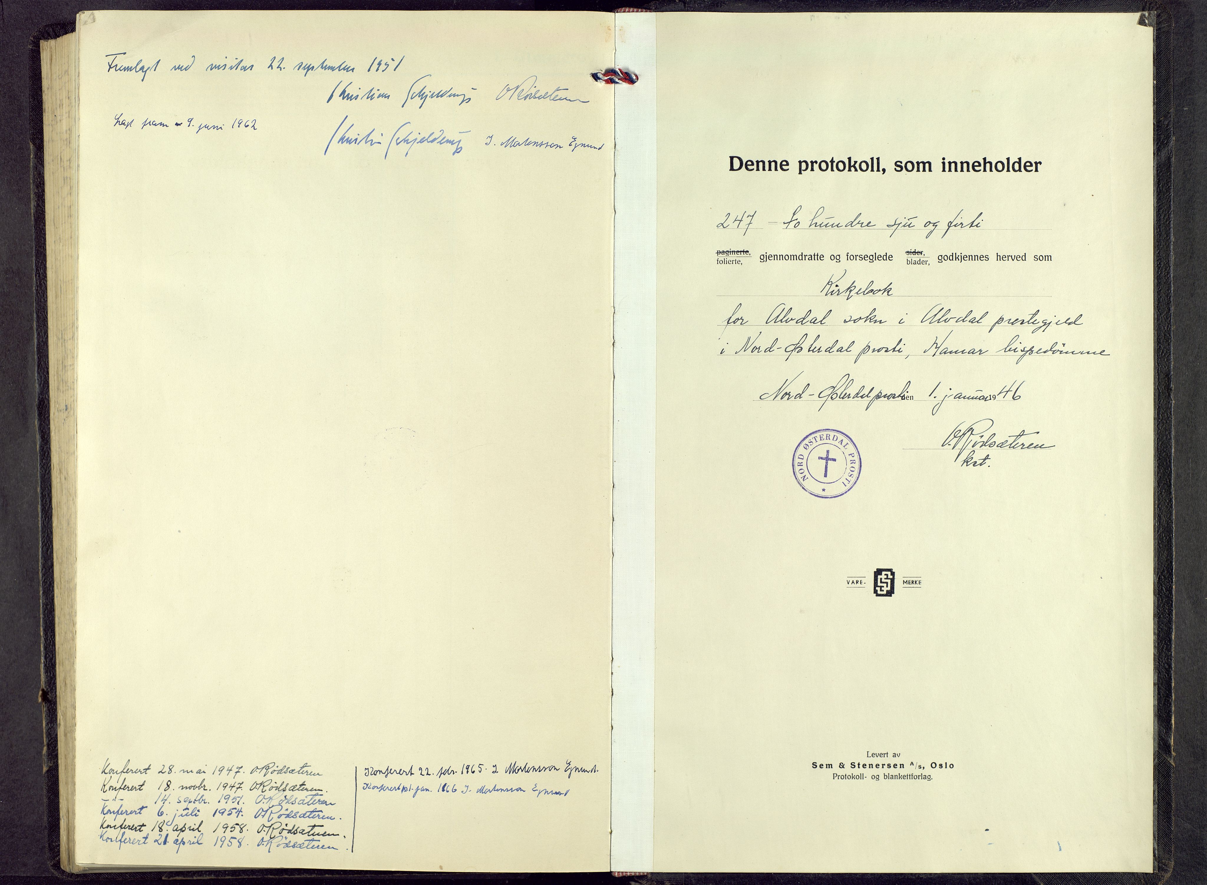 Alvdal prestekontor, SAH/PREST-060/H/Ha/Hab/L0009: Parish register (copy) no. 9, 1946-1965