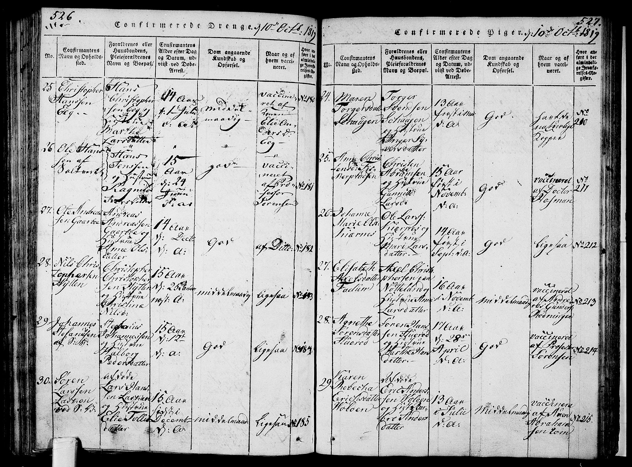 Sem kirkebøker, AV/SAKO-A-5/F/Fa/L0004: Parish register (official) no. I 4, 1814-1825, p. 526-527