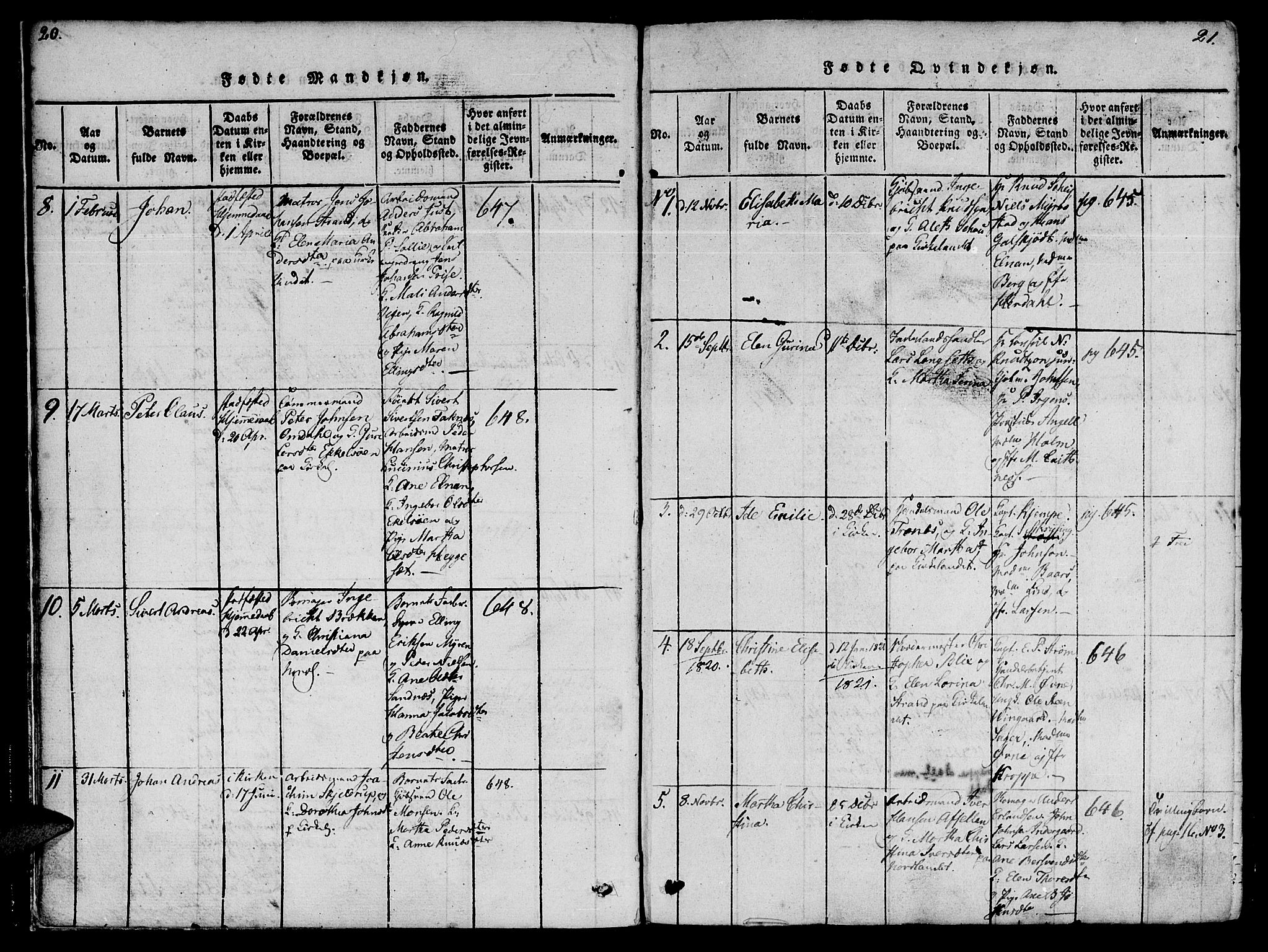 Ministerialprotokoller, klokkerbøker og fødselsregistre - Møre og Romsdal, AV/SAT-A-1454/572/L0842: Parish register (official) no. 572A05, 1819-1832, p. 20-21