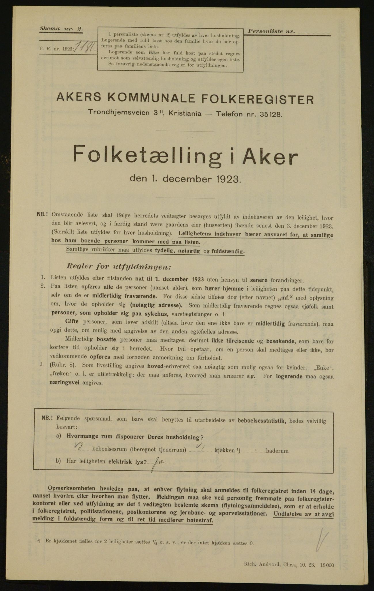 , Municipal Census 1923 for Aker, 1923, p. 29920