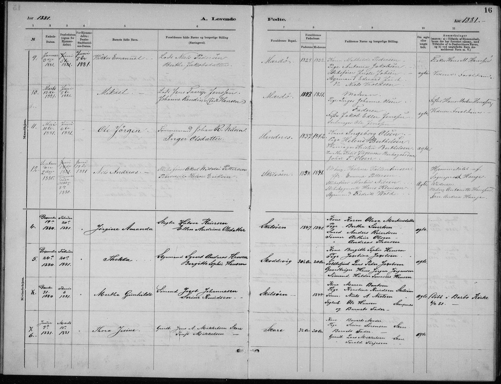 Tromøy sokneprestkontor, AV/SAK-1111-0041/F/Fb/L0005: Parish register (copy) no. B 5, 1877-1891, p. 16