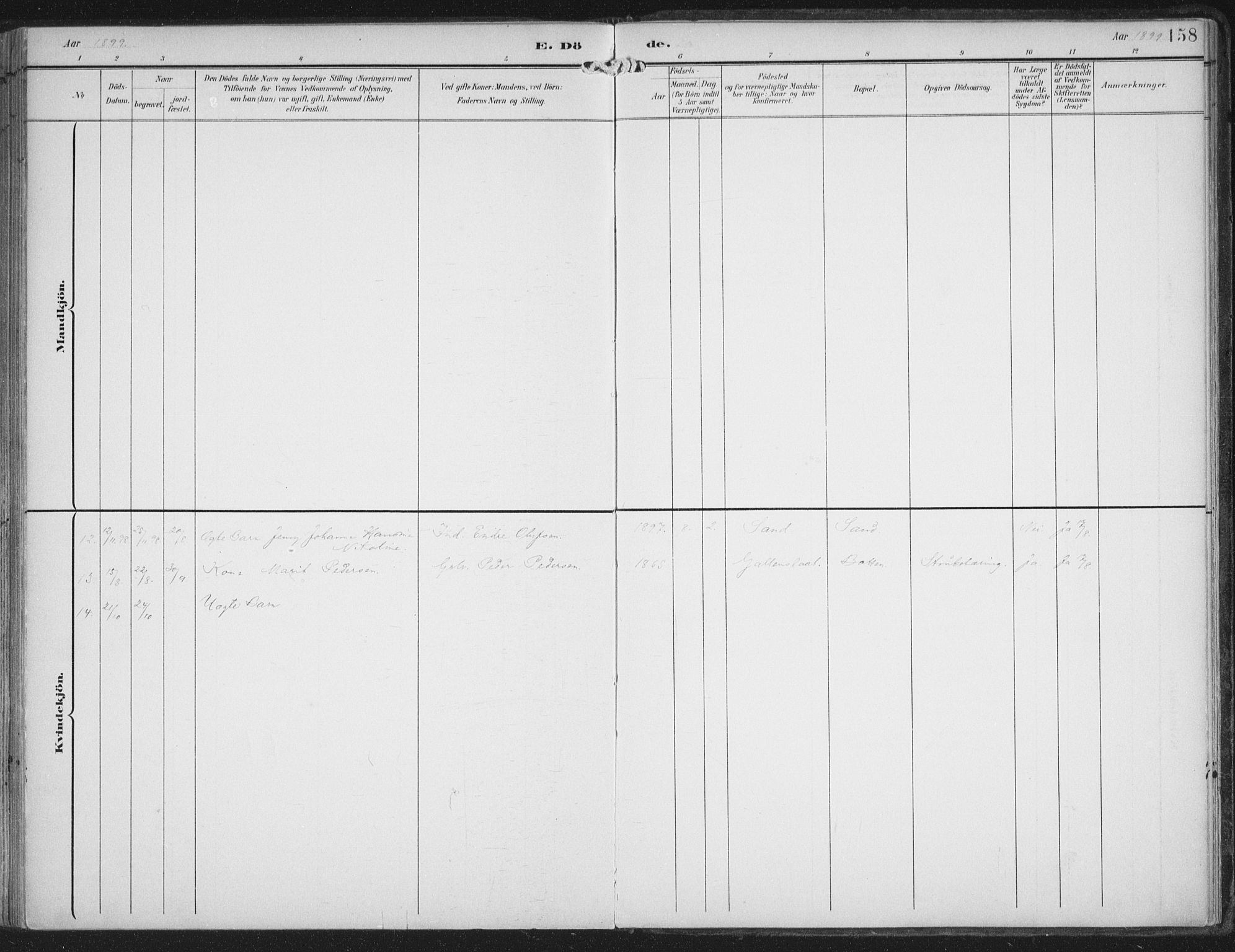 Lenvik sokneprestembete, AV/SATØ-S-1310/H/Ha/Haa/L0015kirke: Parish register (official) no. 15, 1896-1915, p. 158