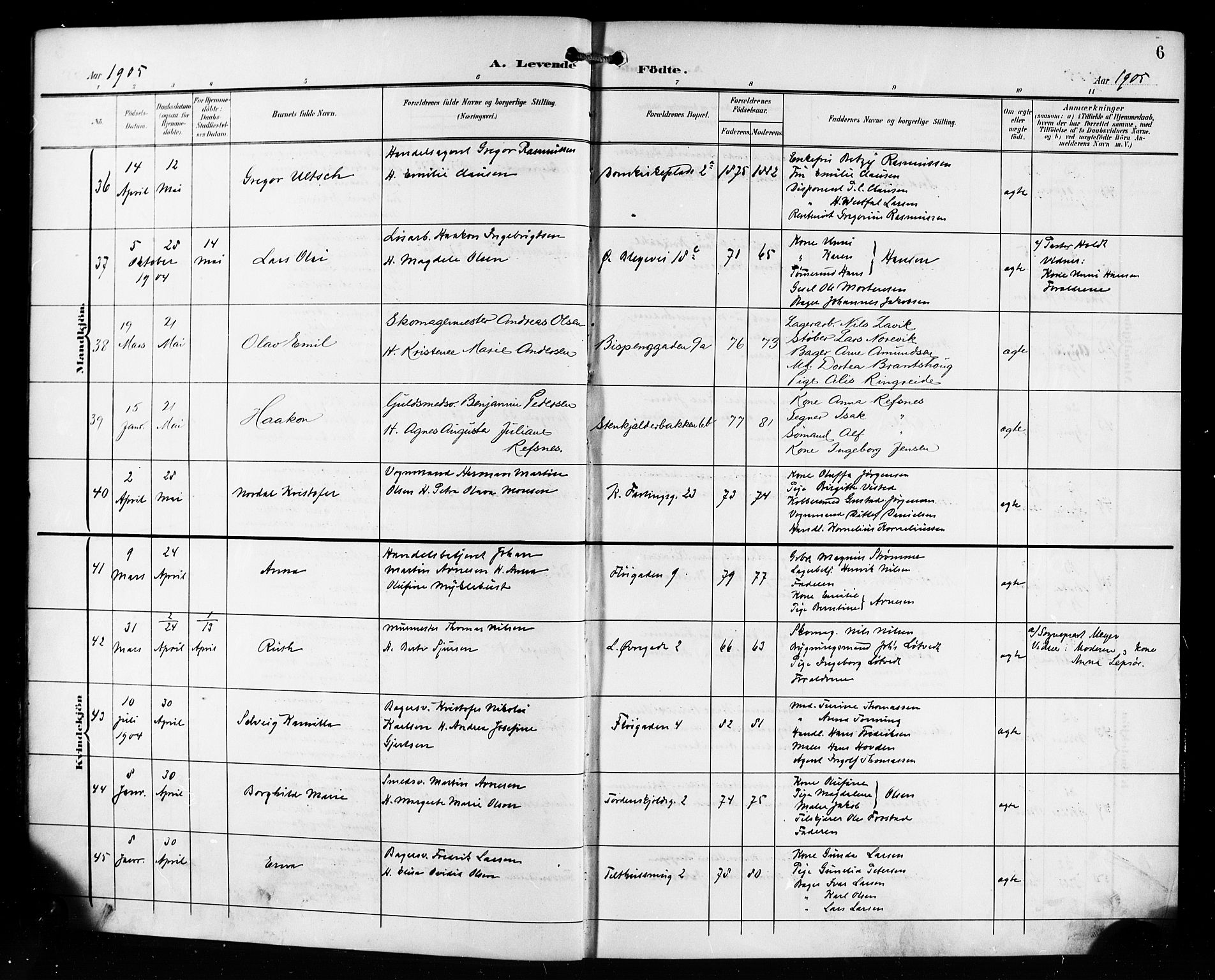 Korskirken sokneprestembete, AV/SAB-A-76101/H/Hab: Parish register (copy) no. B 11, 1905-1916, p. 6