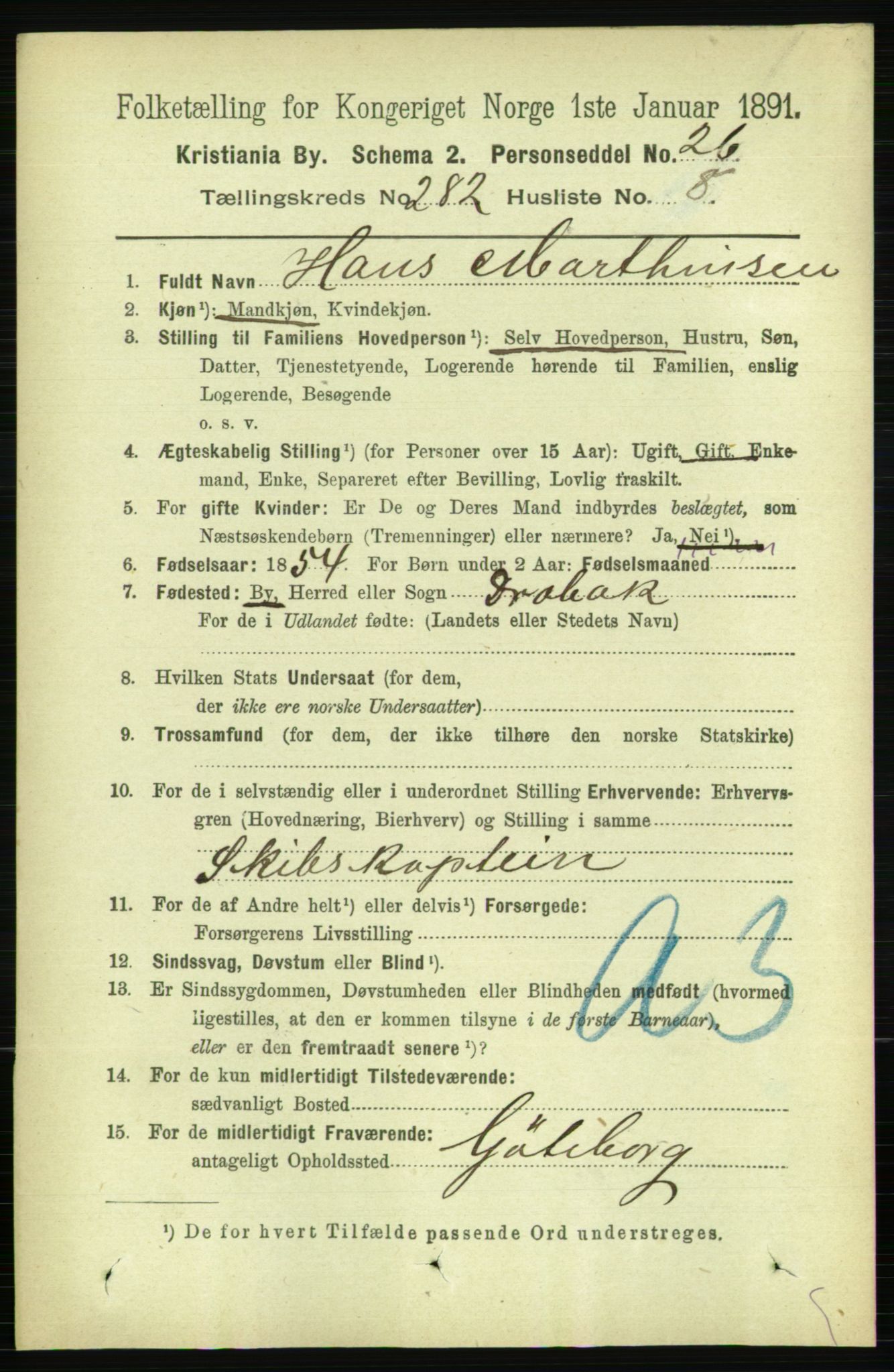 RA, 1891 census for 0301 Kristiania, 1891, p. 171823