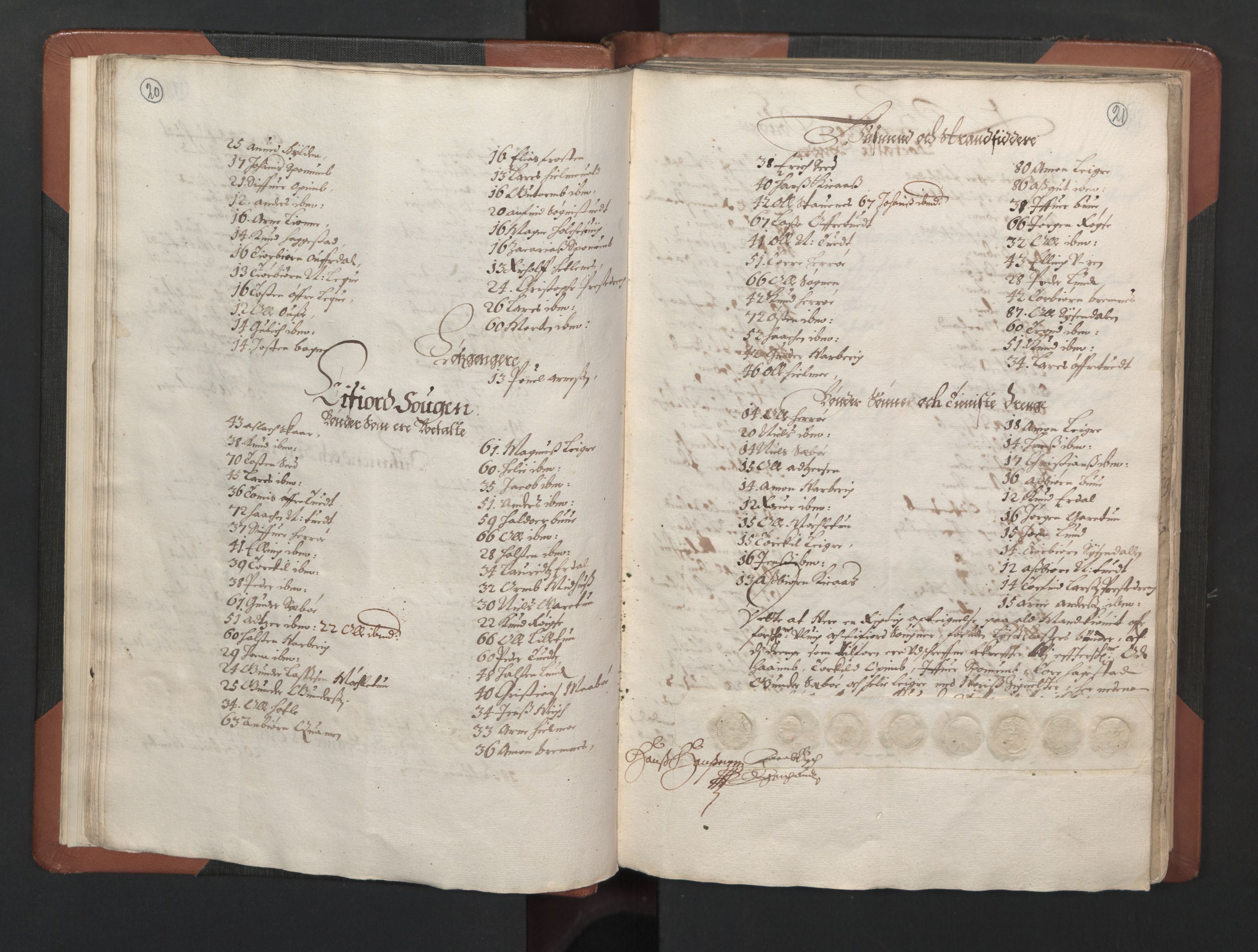 RA, Bailiff's Census 1664-1666, no. 14: Hardanger len, Ytre Sogn fogderi and Indre Sogn fogderi, 1664-1665, p. 20-21