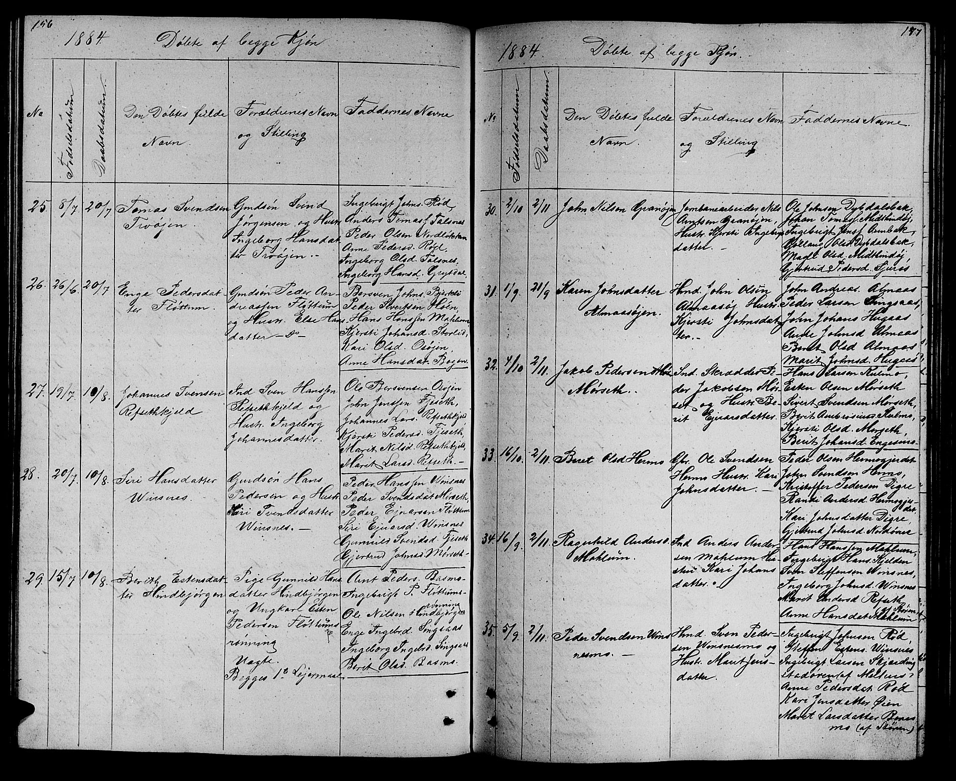 Ministerialprotokoller, klokkerbøker og fødselsregistre - Sør-Trøndelag, SAT/A-1456/688/L1027: Parish register (copy) no. 688C02, 1861-1889, p. 156-157