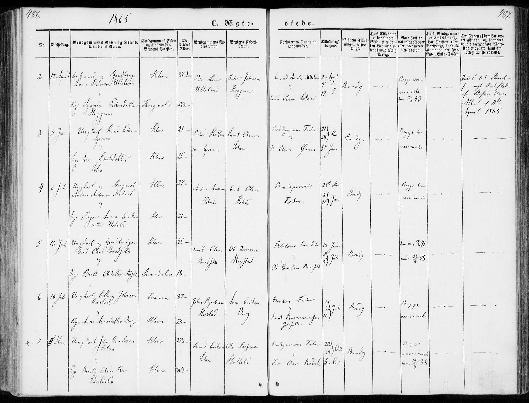 Ministerialprotokoller, klokkerbøker og fødselsregistre - Møre og Romsdal, AV/SAT-A-1454/557/L0680: Parish register (official) no. 557A02, 1843-1869, p. 486-487