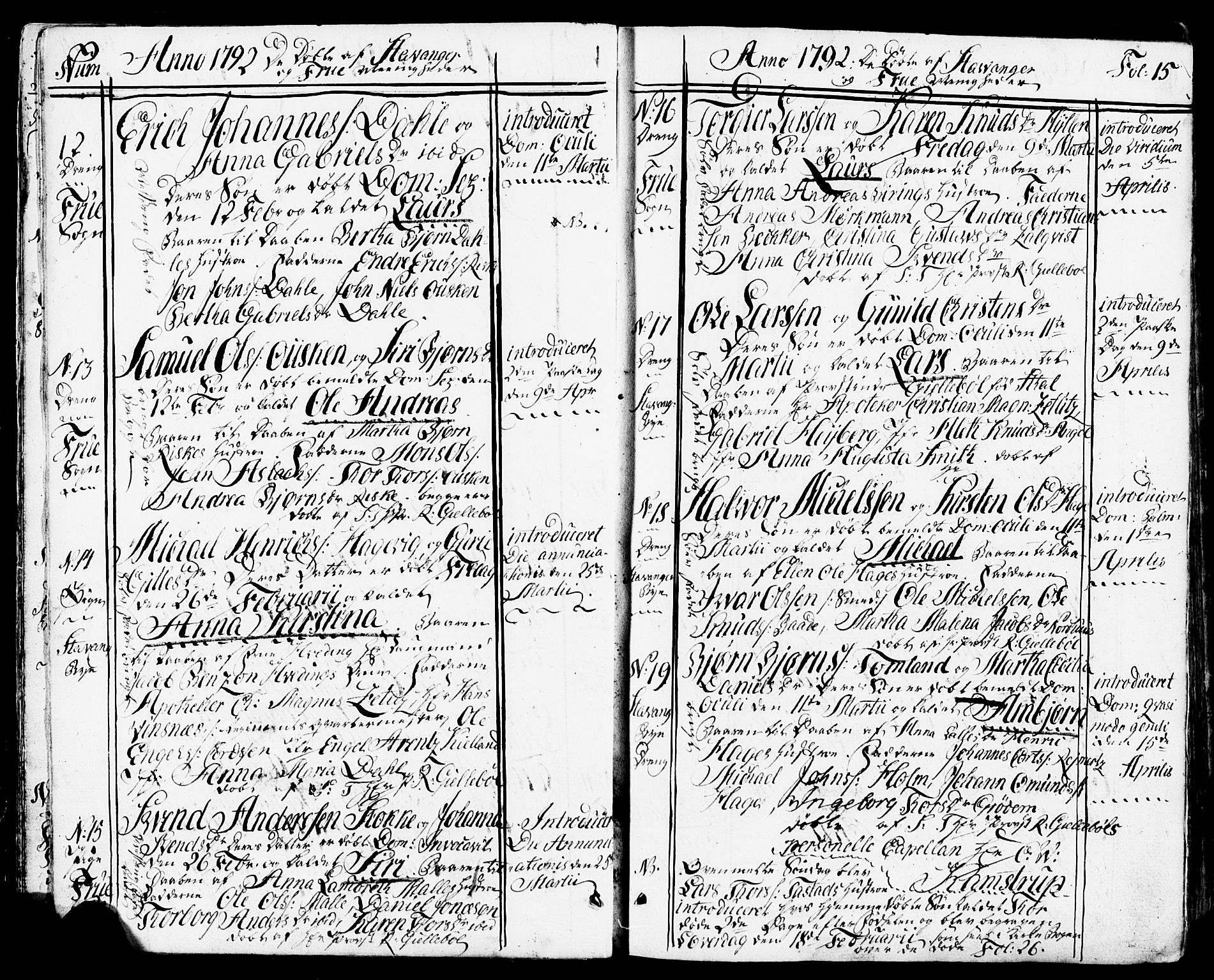 Domkirken sokneprestkontor, AV/SAST-A-101812/001/30/30BB/L0007: Parish register (copy) no. B 7, 1791-1813, p. 15