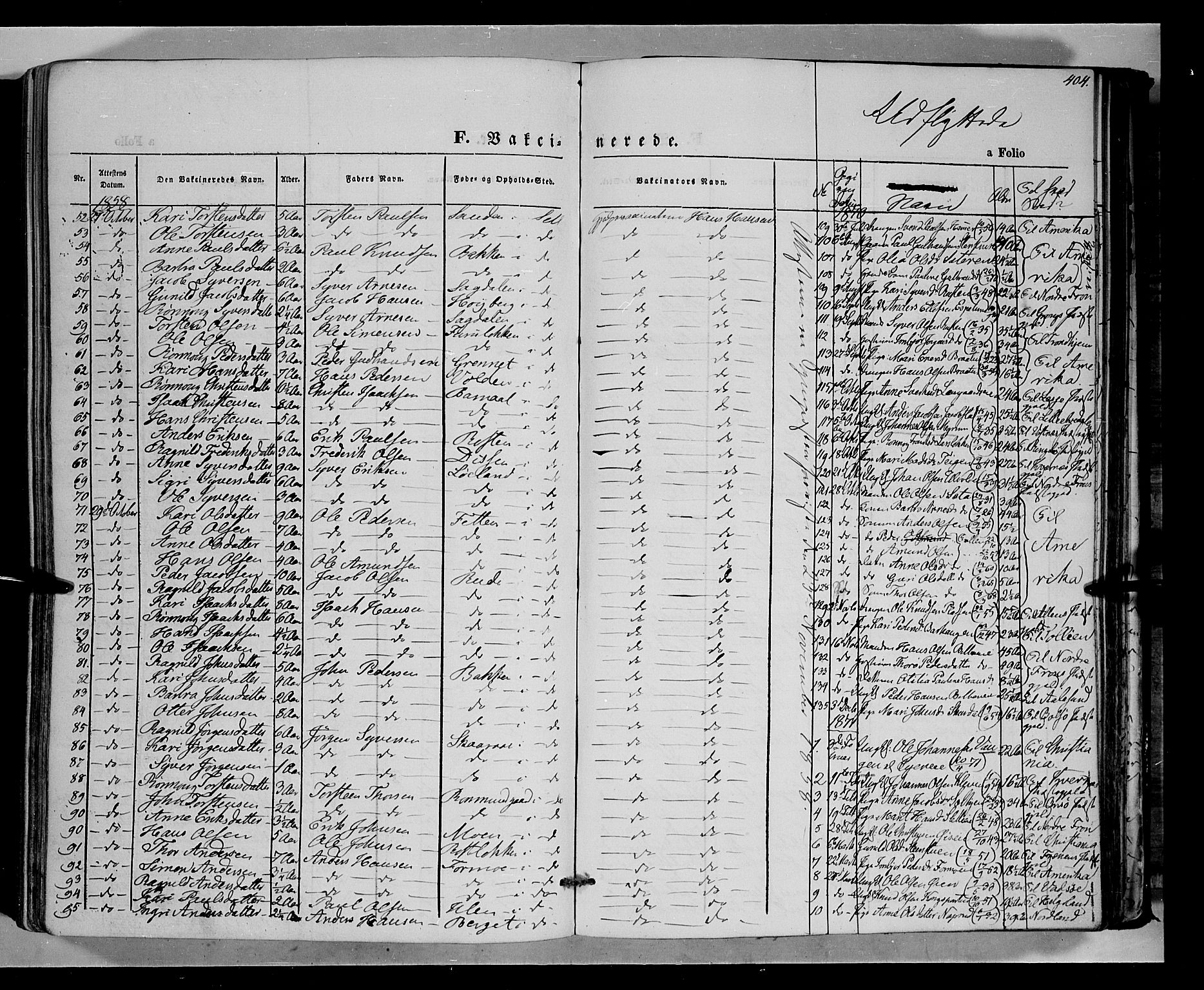 Vågå prestekontor, SAH/PREST-076/H/Ha/Haa/L0006: Parish register (official) no. 6 /1, 1856-1872, p. 404