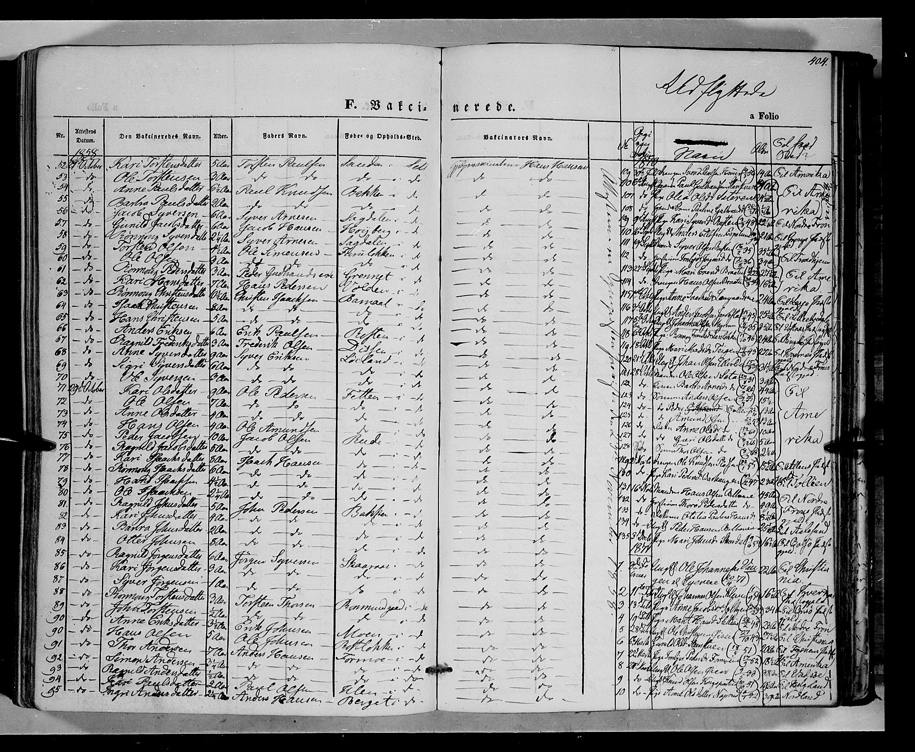 Vågå prestekontor, AV/SAH-PREST-076/H/Ha/Haa/L0006: Parish register (official) no. 6 /1, 1856-1872, p. 404