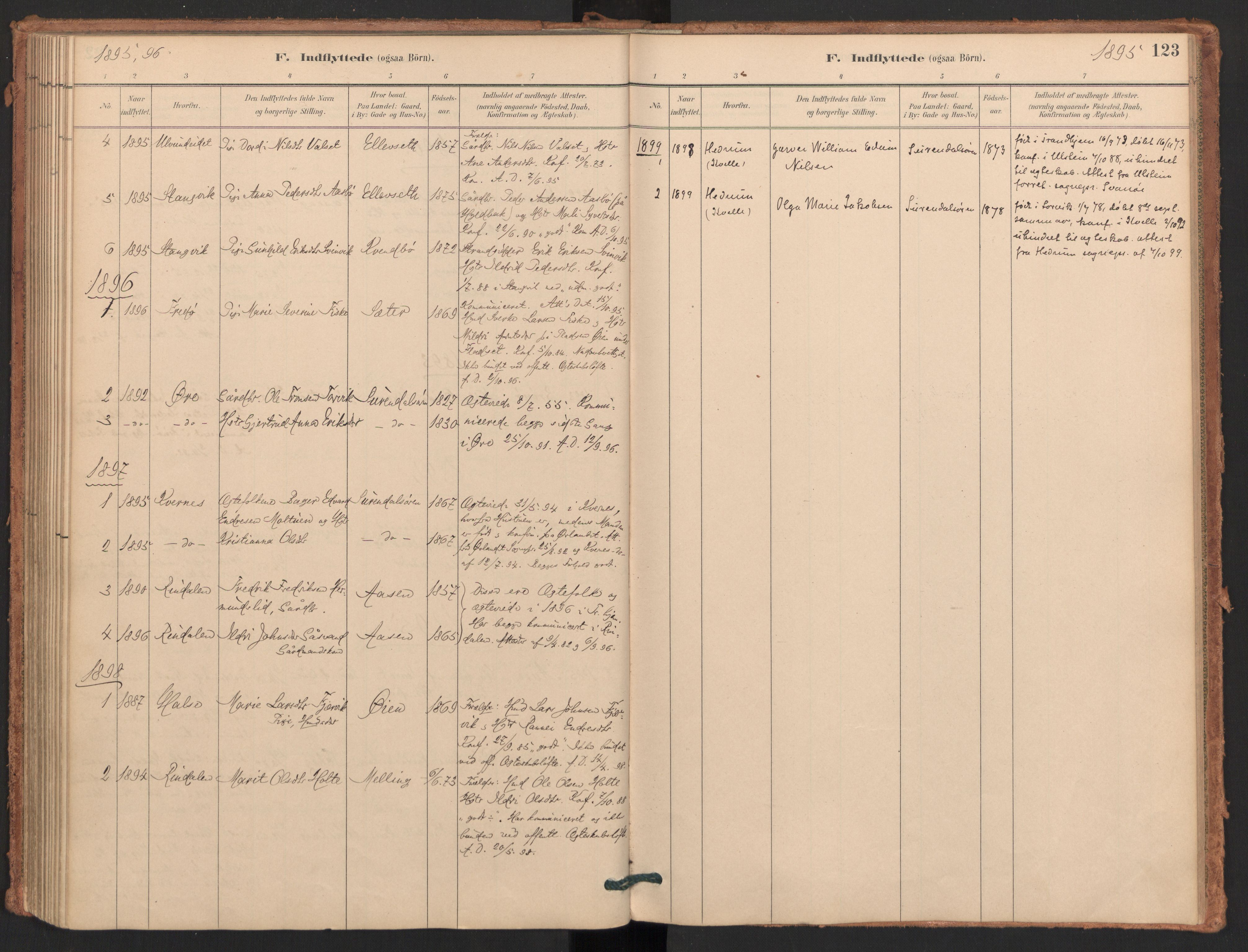 Ministerialprotokoller, klokkerbøker og fødselsregistre - Møre og Romsdal, AV/SAT-A-1454/596/L1056: Parish register (official) no. 596A01, 1885-1900, p. 123