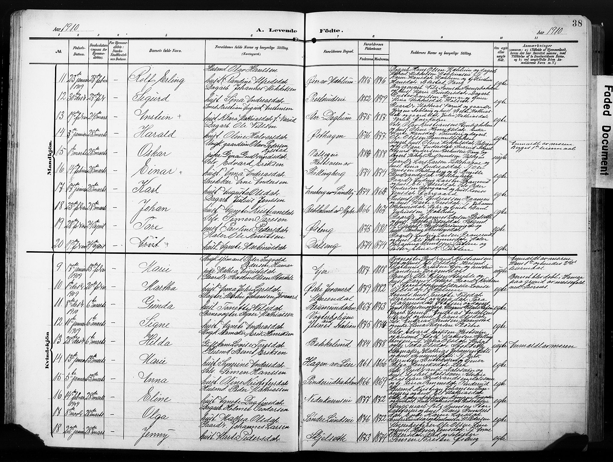 Furnes prestekontor, AV/SAH-PREST-012/L/La/L0001: Parish register (copy) no. 1, 1904-1933, p. 38