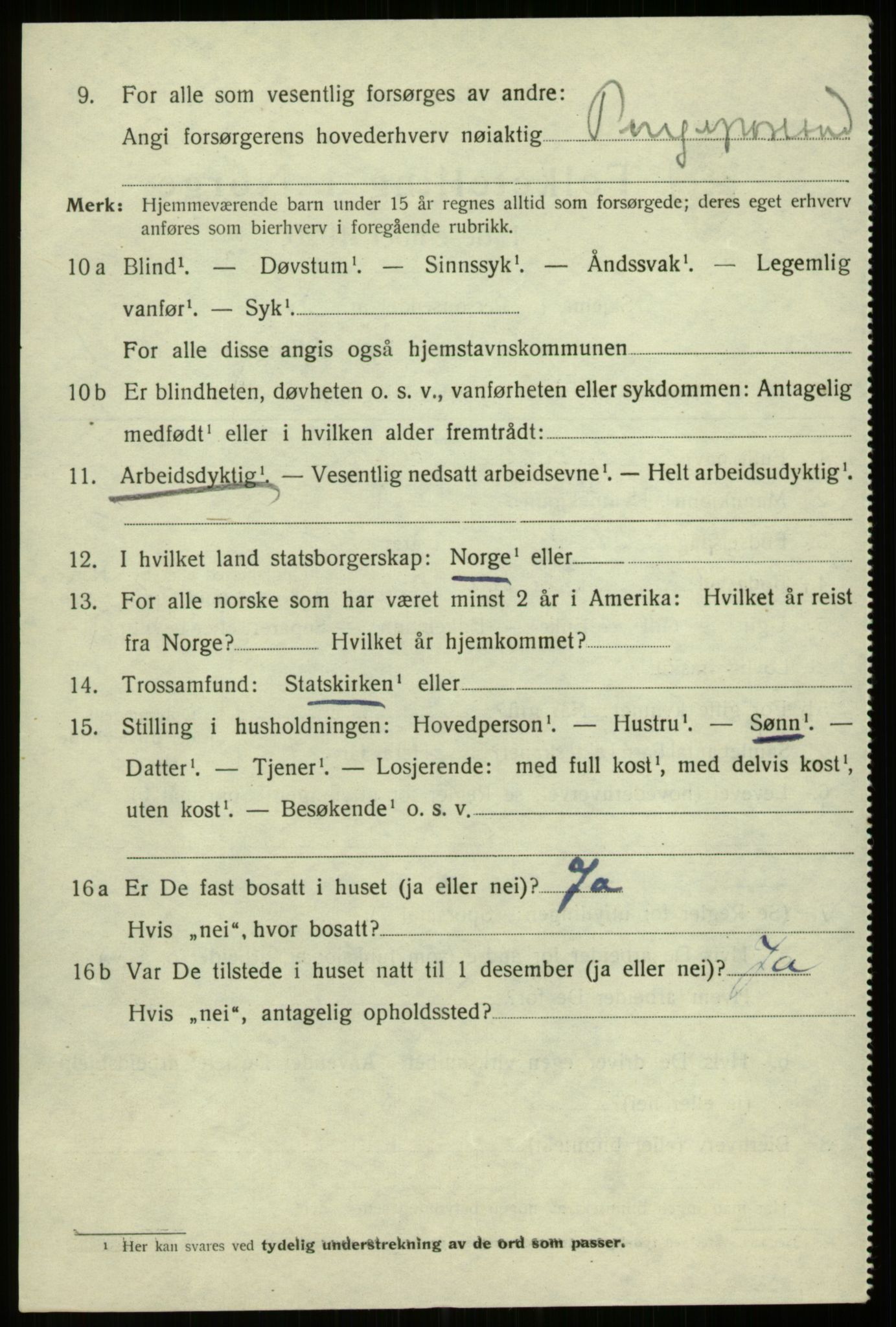 SAB, 1920 census for Bergen, 1920, p. 203350