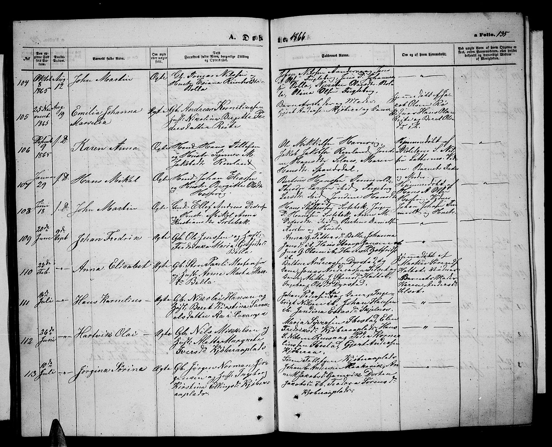 Ibestad sokneprestembete, AV/SATØ-S-0077/H/Ha/Hab/L0005klokker: Parish register (copy) no. 5, 1860-1871, p. 135