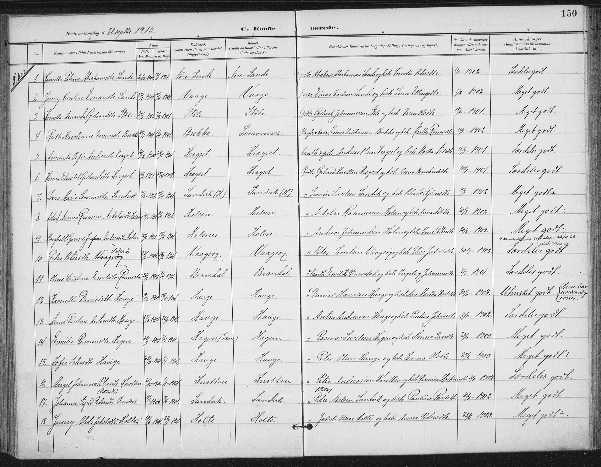 Ministerialprotokoller, klokkerbøker og fødselsregistre - Møre og Romsdal, AV/SAT-A-1454/503/L0038: Parish register (official) no. 503A06, 1901-1917, p. 150