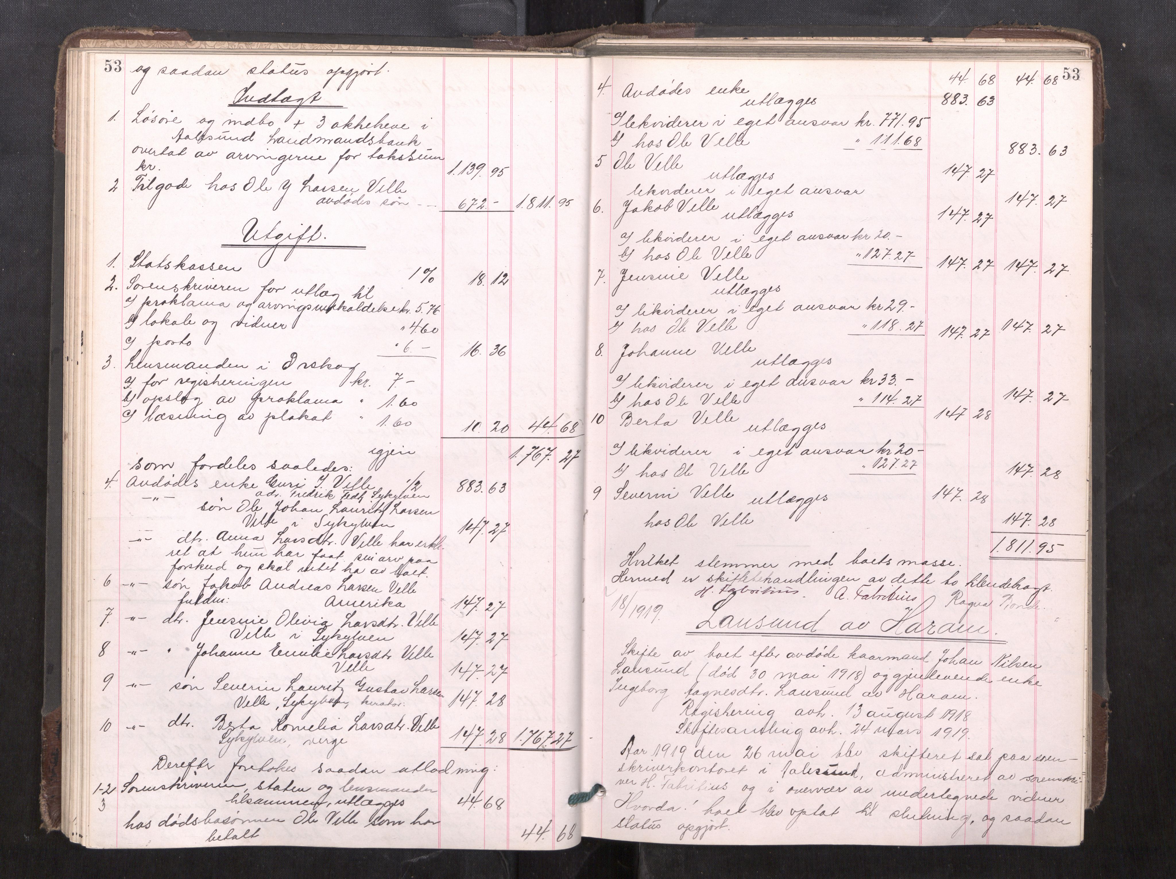 Nordre Sunnmøre sorenskriveri, AV/SAT-A-0006/1/3/3A/L0026: Skiftesluttningsprotokoll 7, 1918-1923, p. 53
