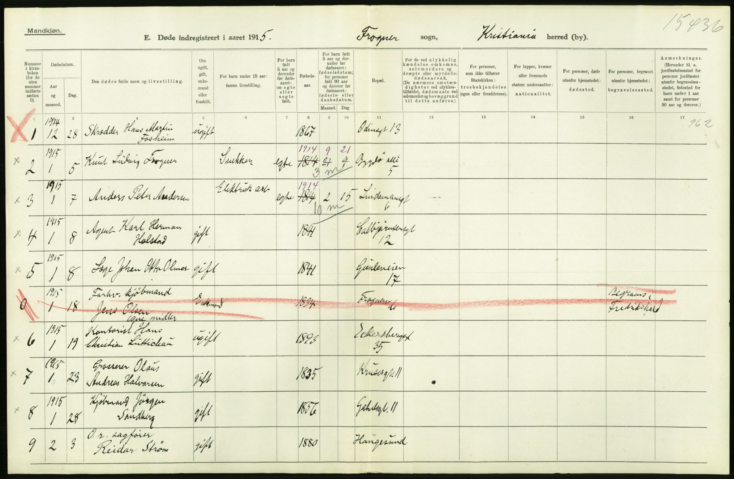 Statistisk sentralbyrå, Sosiodemografiske emner, Befolkning, AV/RA-S-2228/D/Df/Dfb/Dfbe/L0009: Kristiania: Døde., 1915, p. 490