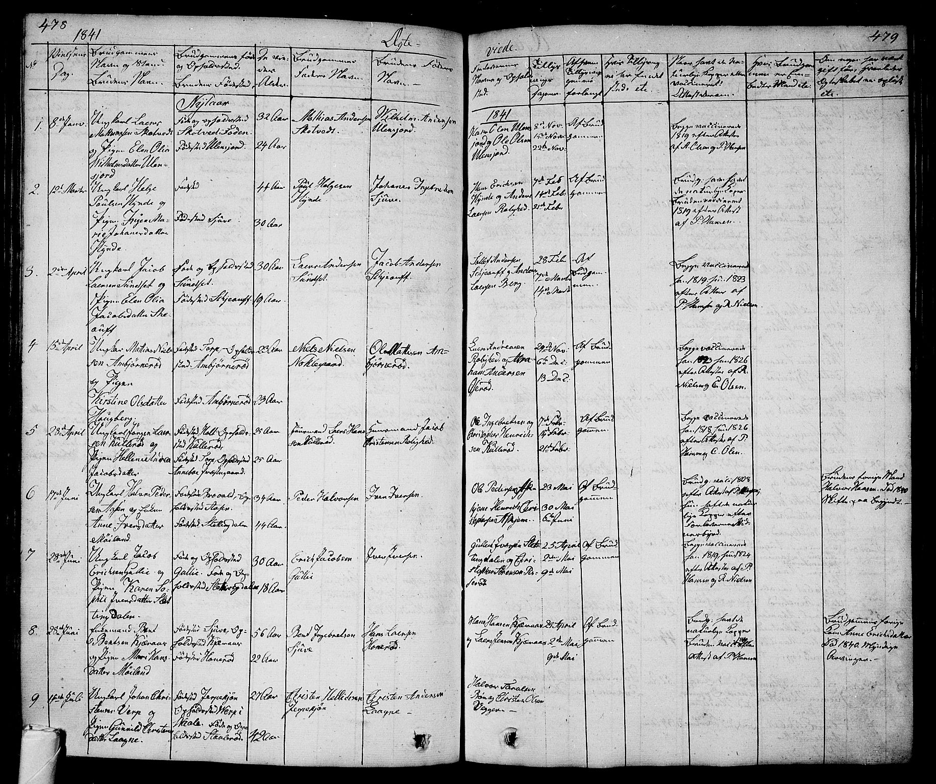 Andebu kirkebøker, AV/SAKO-A-336/G/Ga/L0003: Parish register (copy) no. I 3, 1832-1867, p. 478-479