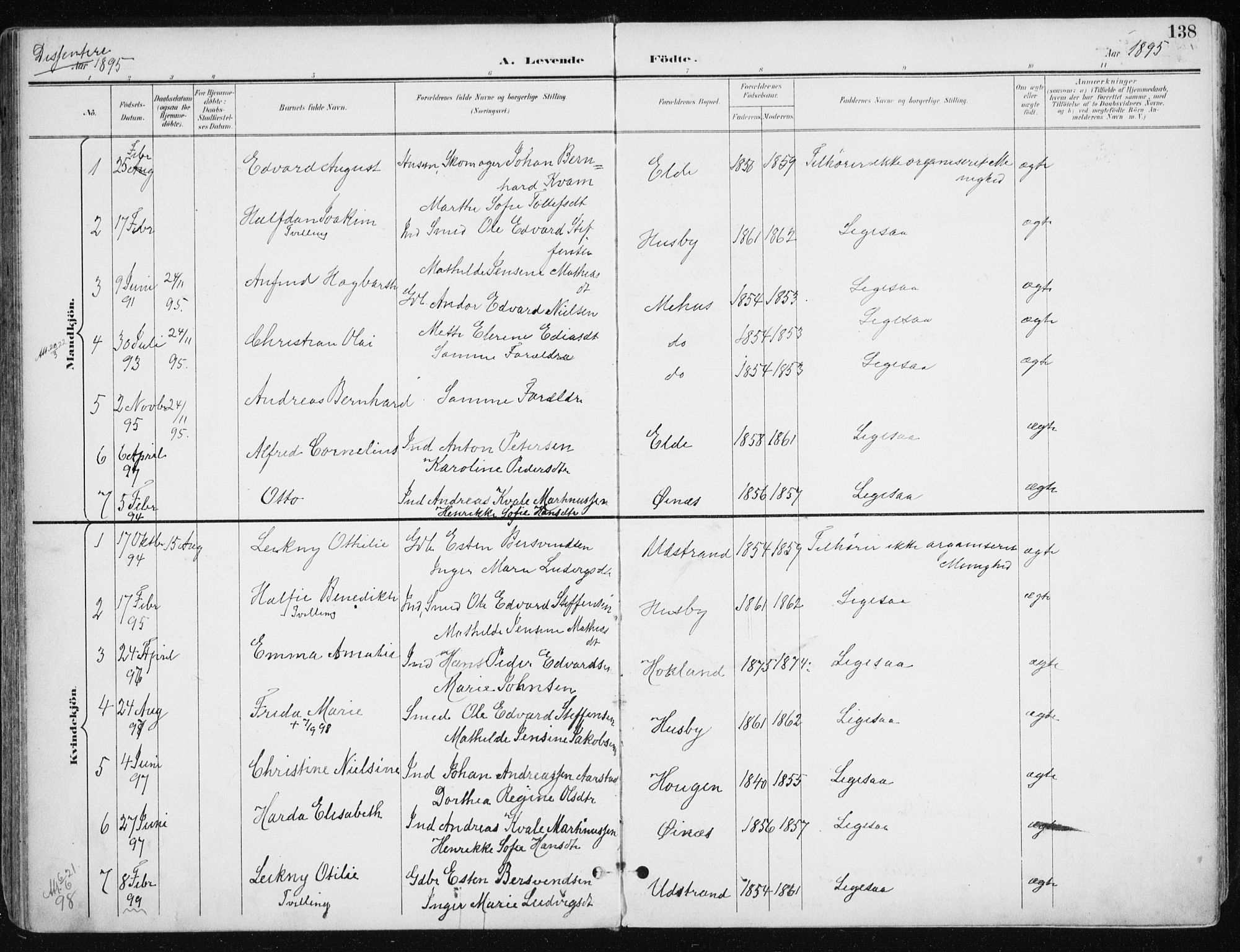 Kvæfjord sokneprestkontor, AV/SATØ-S-1323/G/Ga/Gaa/L0006kirke: Parish register (official) no. 6, 1895-1914, p. 138