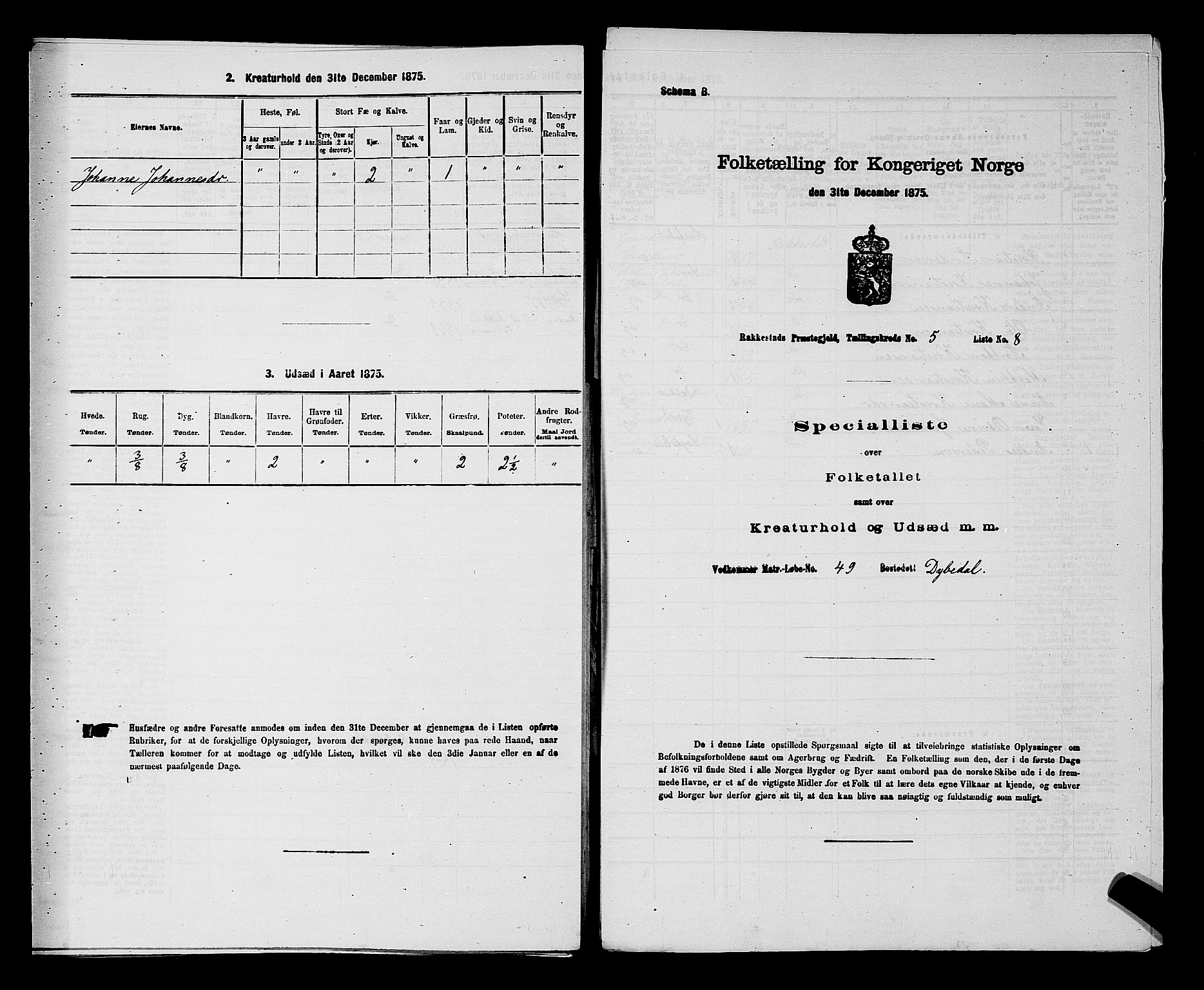 RA, 1875 census for 0128P Rakkestad, 1875, p. 661