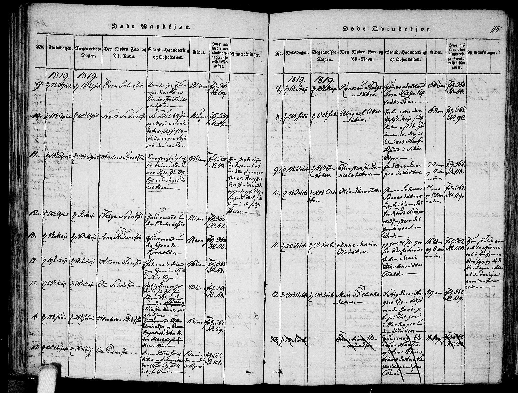 Kråkstad prestekontor Kirkebøker, AV/SAO-A-10125a/F/Fa/L0003: Parish register (official) no. I 3, 1813-1824, p. 115