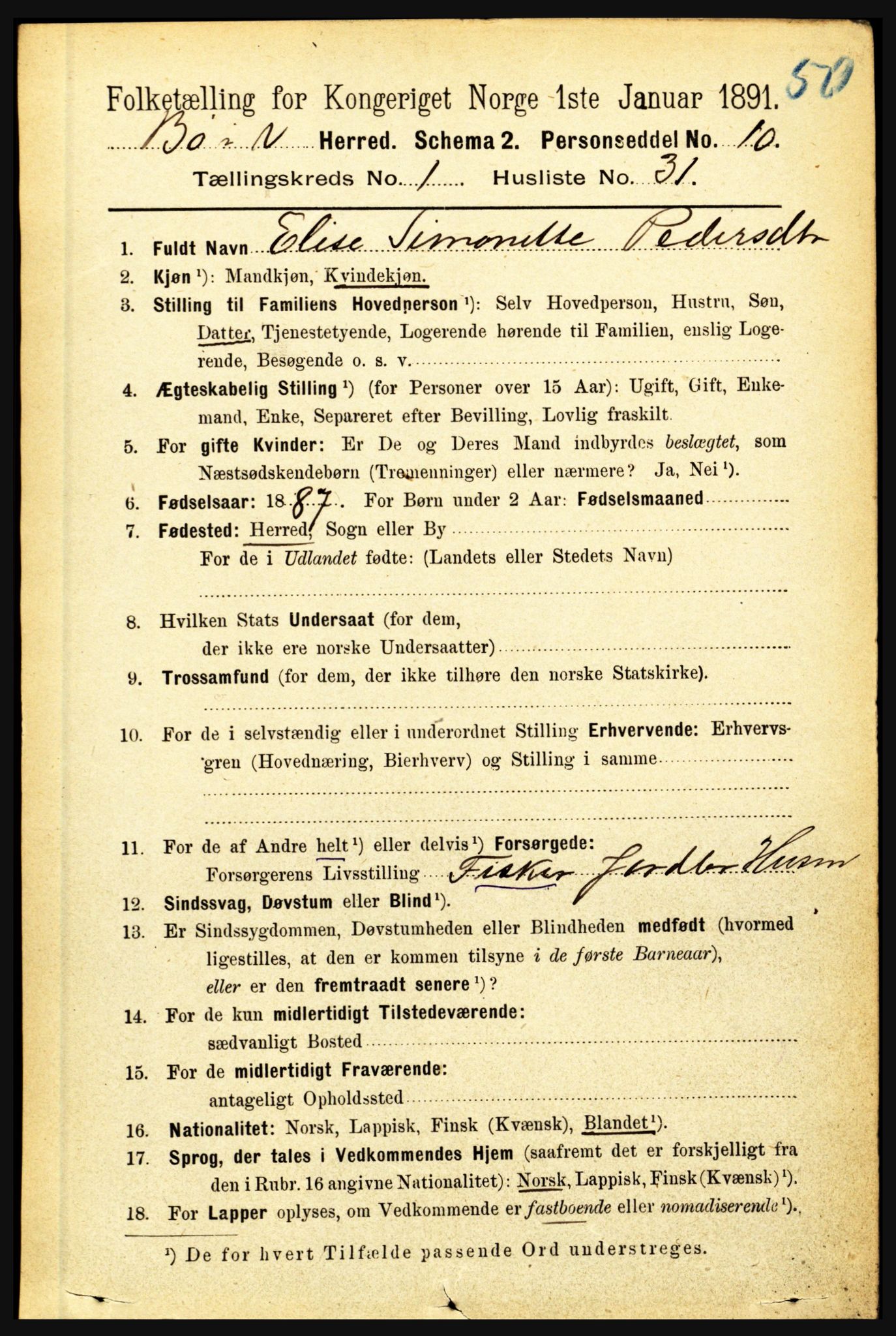 RA, 1891 census for 1867 Bø, 1891, p. 322