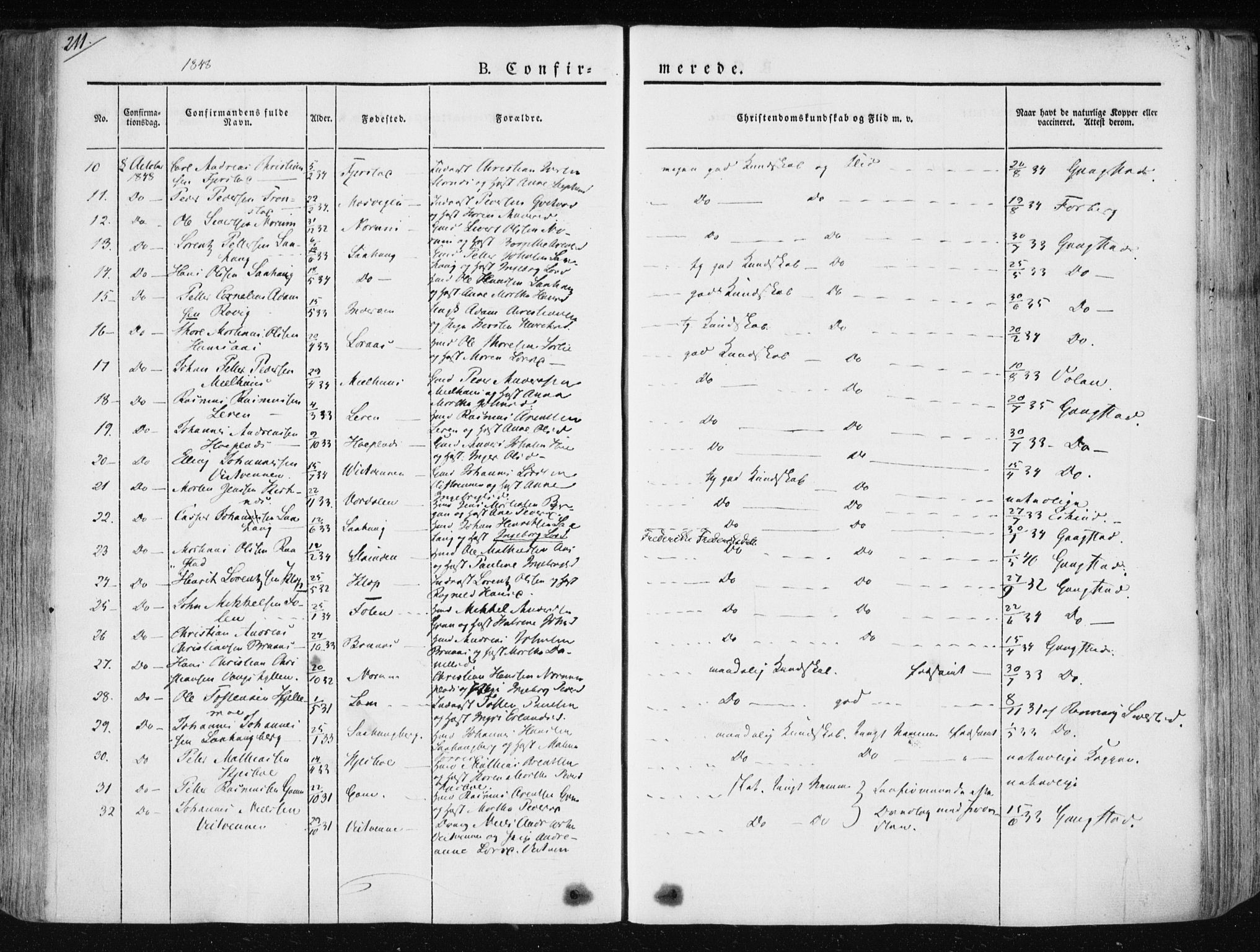 Ministerialprotokoller, klokkerbøker og fødselsregistre - Nord-Trøndelag, SAT/A-1458/730/L0280: Parish register (official) no. 730A07 /1, 1840-1854, p. 211