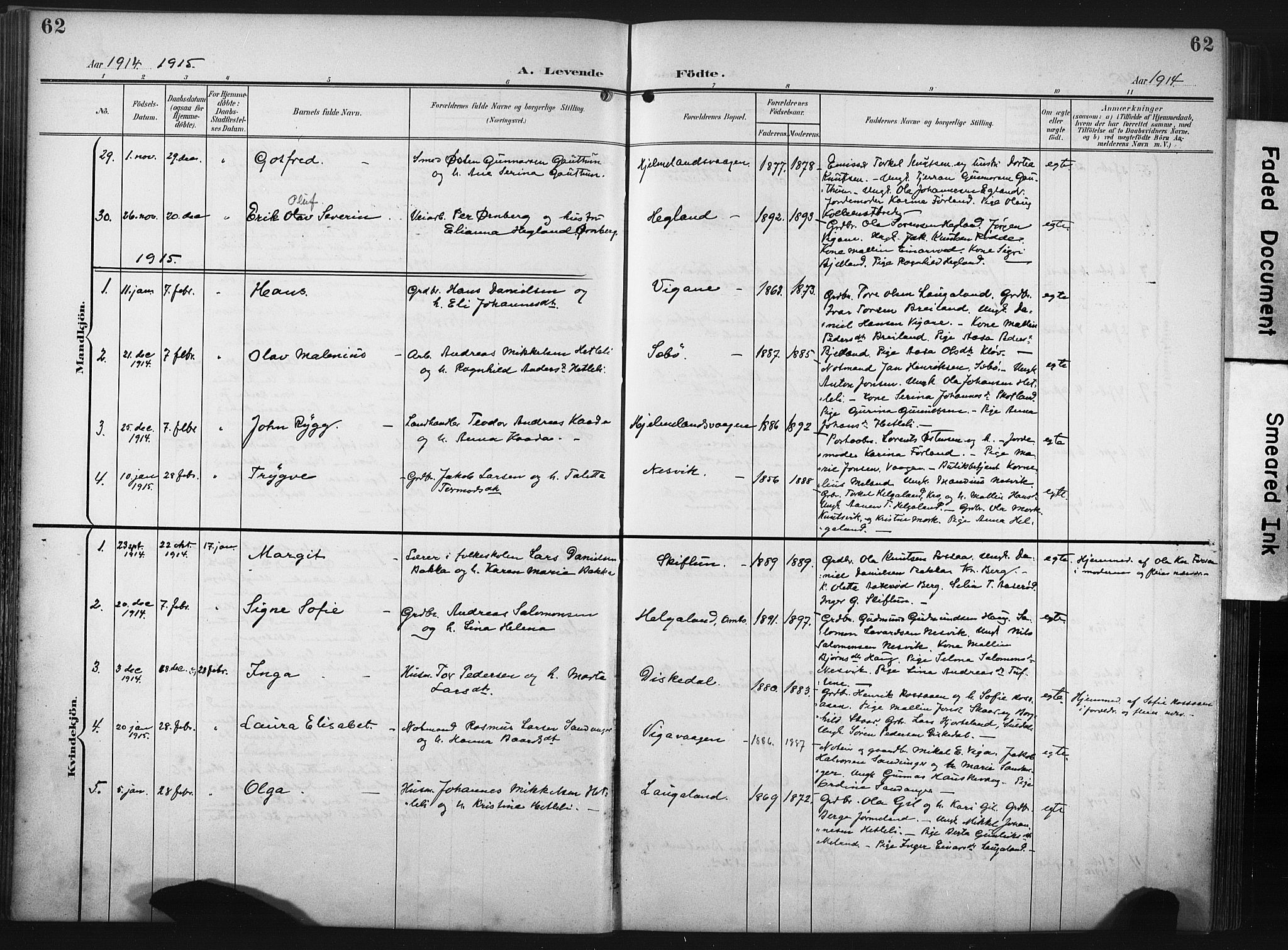Hjelmeland sokneprestkontor, SAST/A-101843/02/A/L0002: Parish register (official) no. A 17, 1901-1916, p. 62