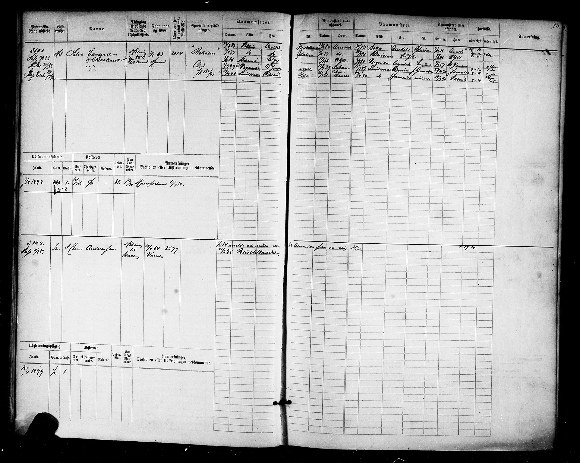 Farsund mønstringskrets, AV/SAK-2031-0017/F/Fb/L0019: Hovedrulle nr 3067-3832, Z-11, 1882-1922, p. 21