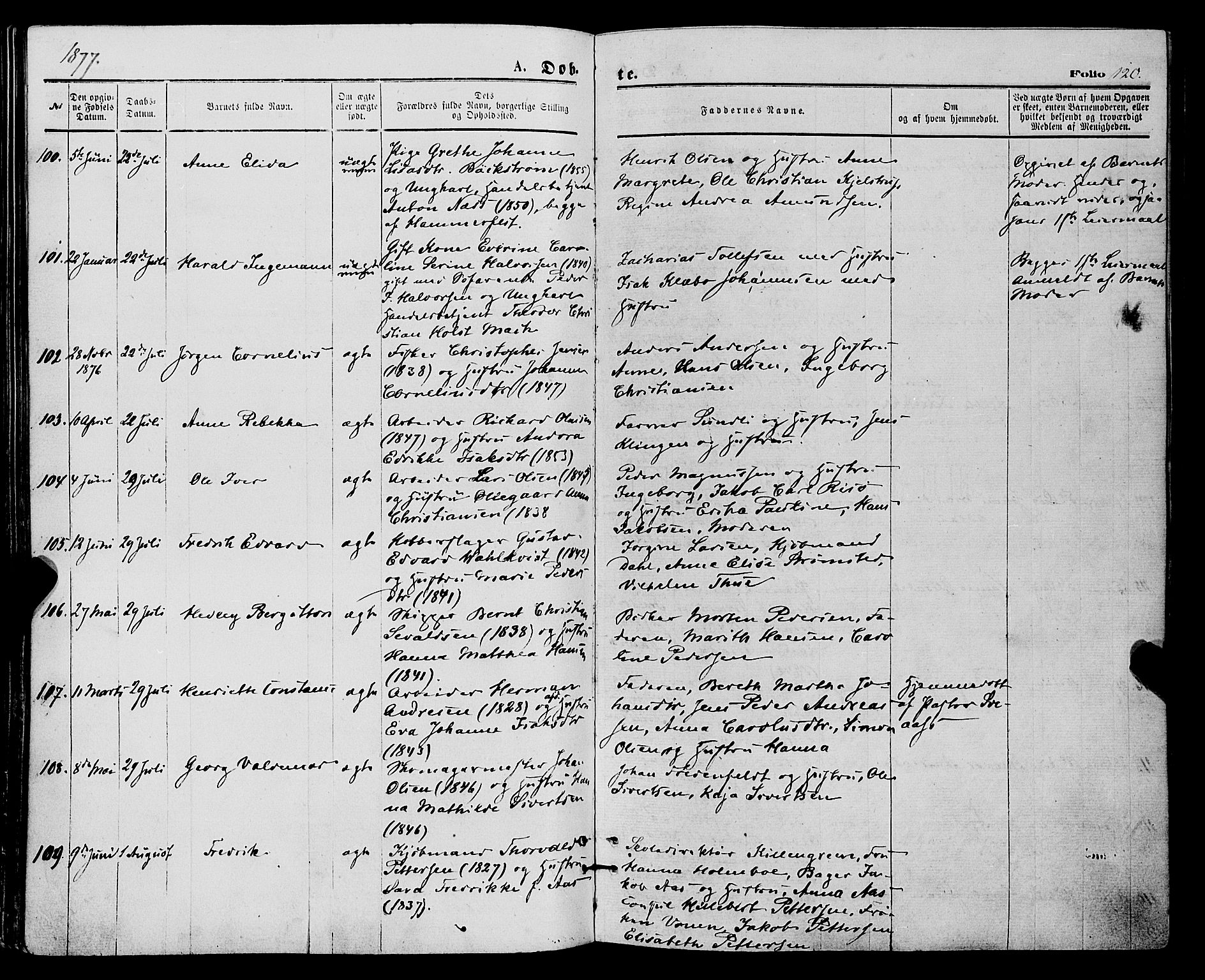 Tromsø sokneprestkontor/stiftsprosti/domprosti, SATØ/S-1343/G/Ga/L0013kirke: Parish register (official) no. 13, 1872-1877, p. 120