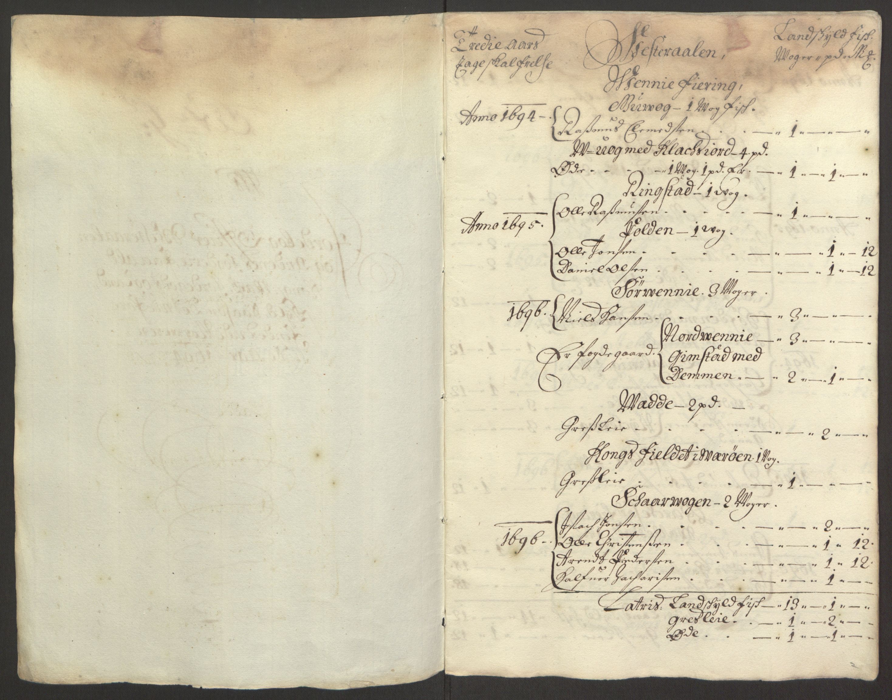 Rentekammeret inntil 1814, Reviderte regnskaper, Fogderegnskap, RA/EA-4092/R67/L4677: Fogderegnskap Vesterålen, Andenes og Lofoten, 1694-1695, p. 99