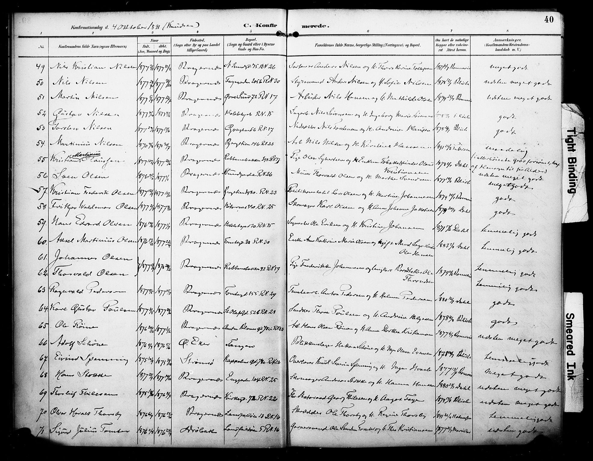 Bragernes kirkebøker, AV/SAKO-A-6/F/Fc/L0006: Parish register (official) no. III 6, 1888-1899, p. 40