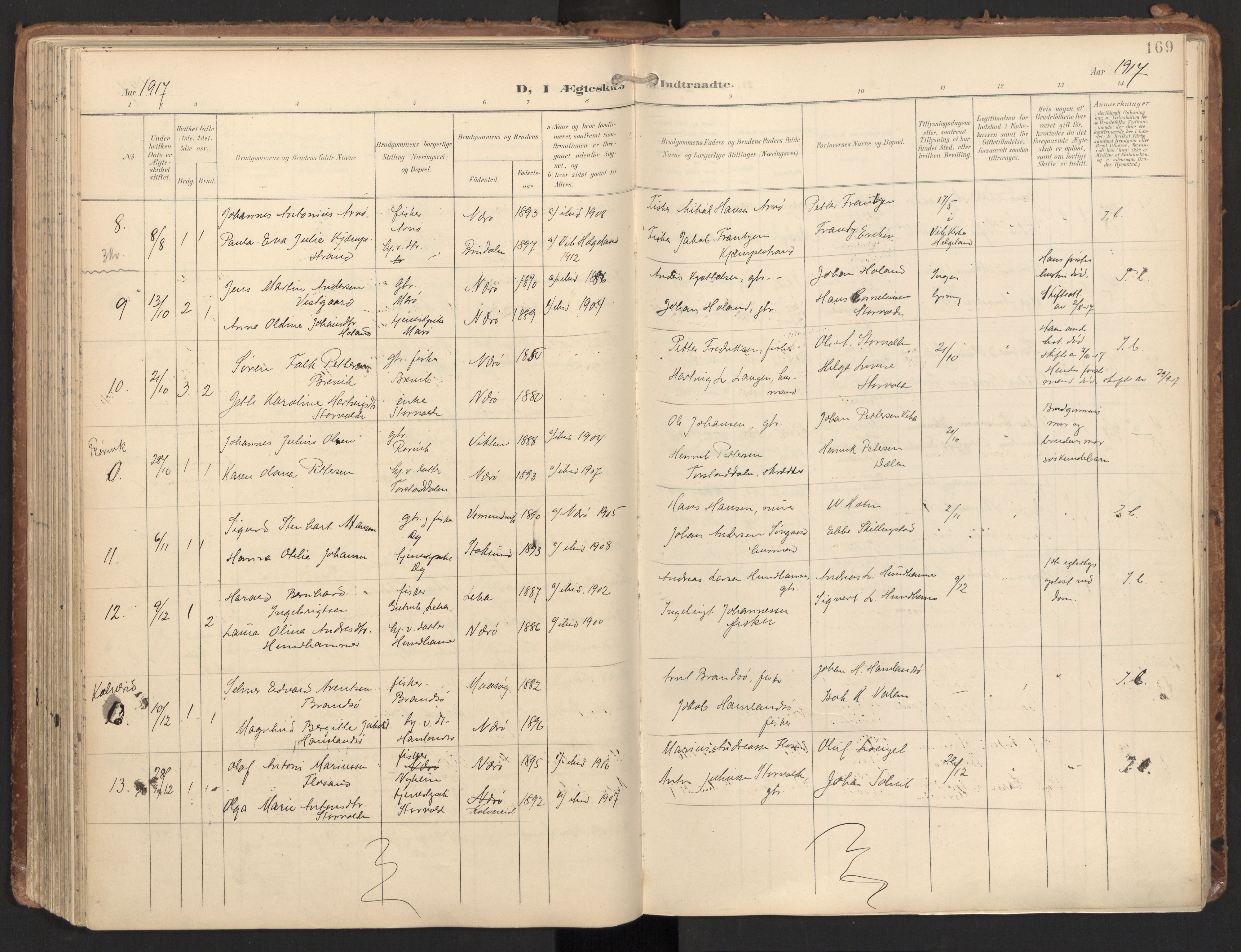 Ministerialprotokoller, klokkerbøker og fødselsregistre - Nord-Trøndelag, SAT/A-1458/784/L0677: Parish register (official) no. 784A12, 1900-1920, p. 169
