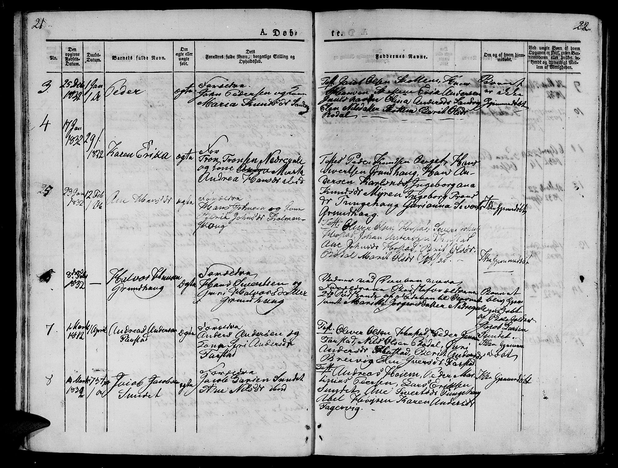 Ministerialprotokoller, klokkerbøker og fødselsregistre - Møre og Romsdal, AV/SAT-A-1454/566/L0765: Parish register (official) no. 566A04, 1829-1841, p. 21-22