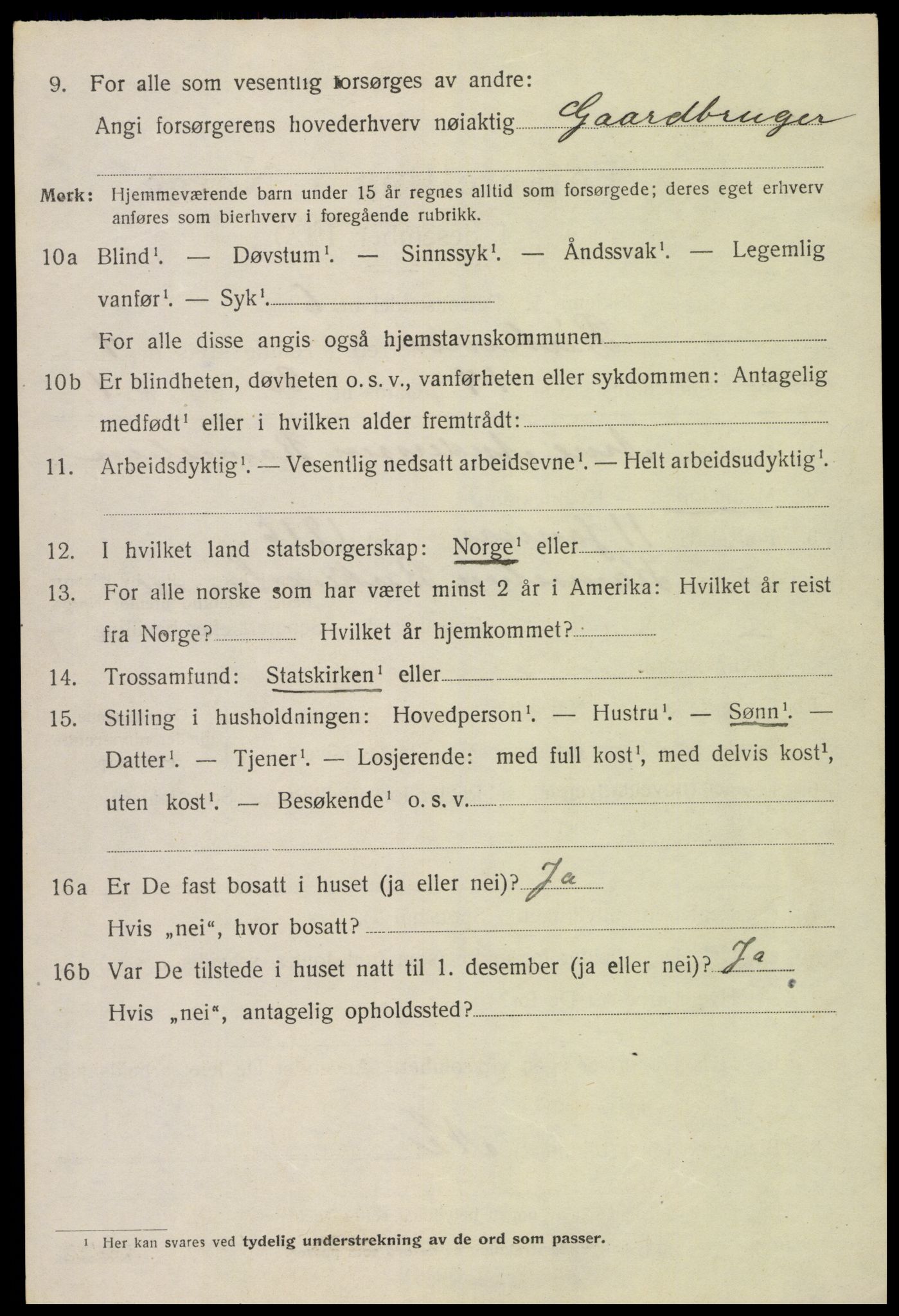 SAK, 1920 census for Birkenes, 1920, p. 4118