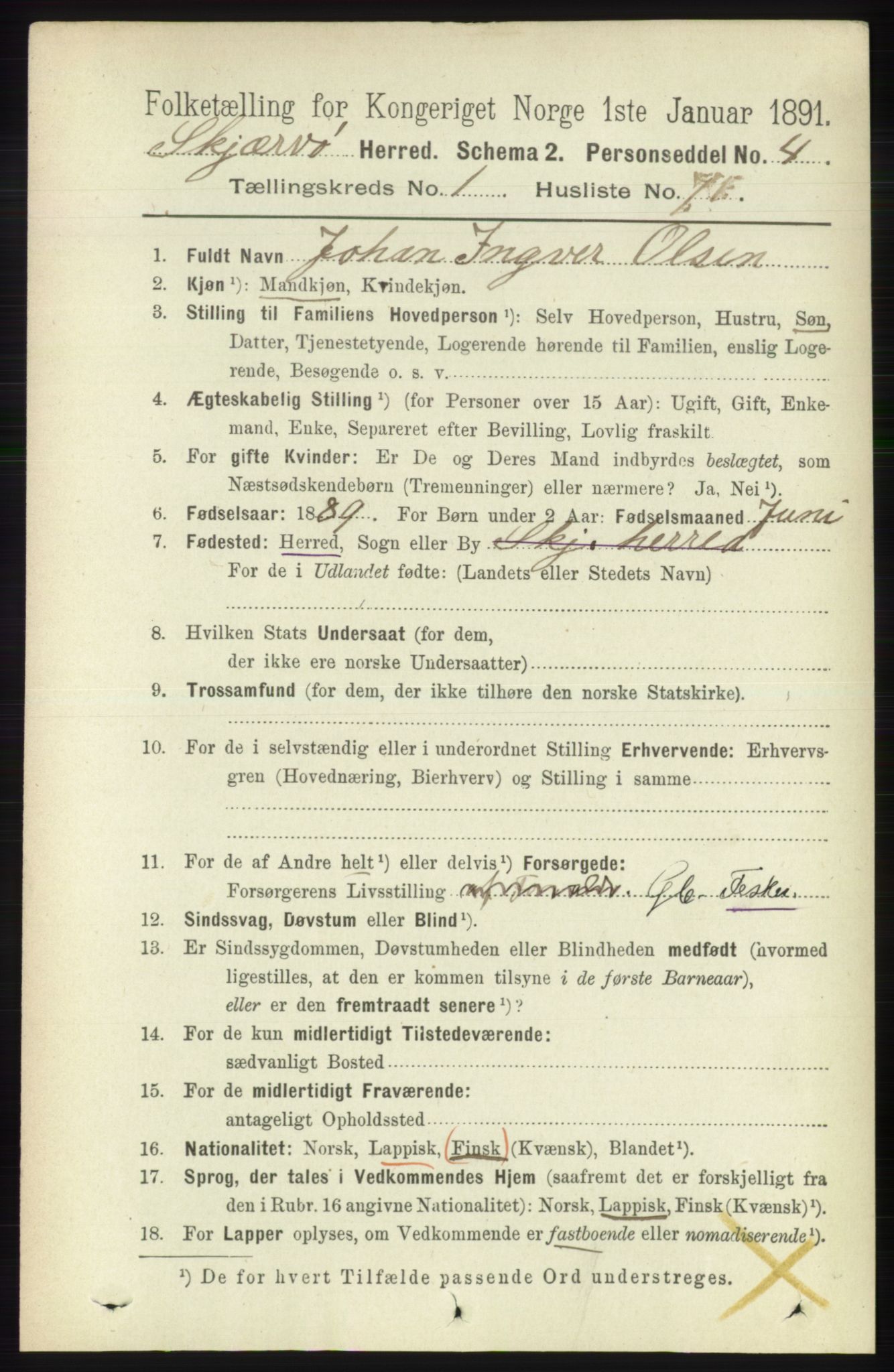 RA, 1891 census for 1941 Skjervøy, 1891, p. 650