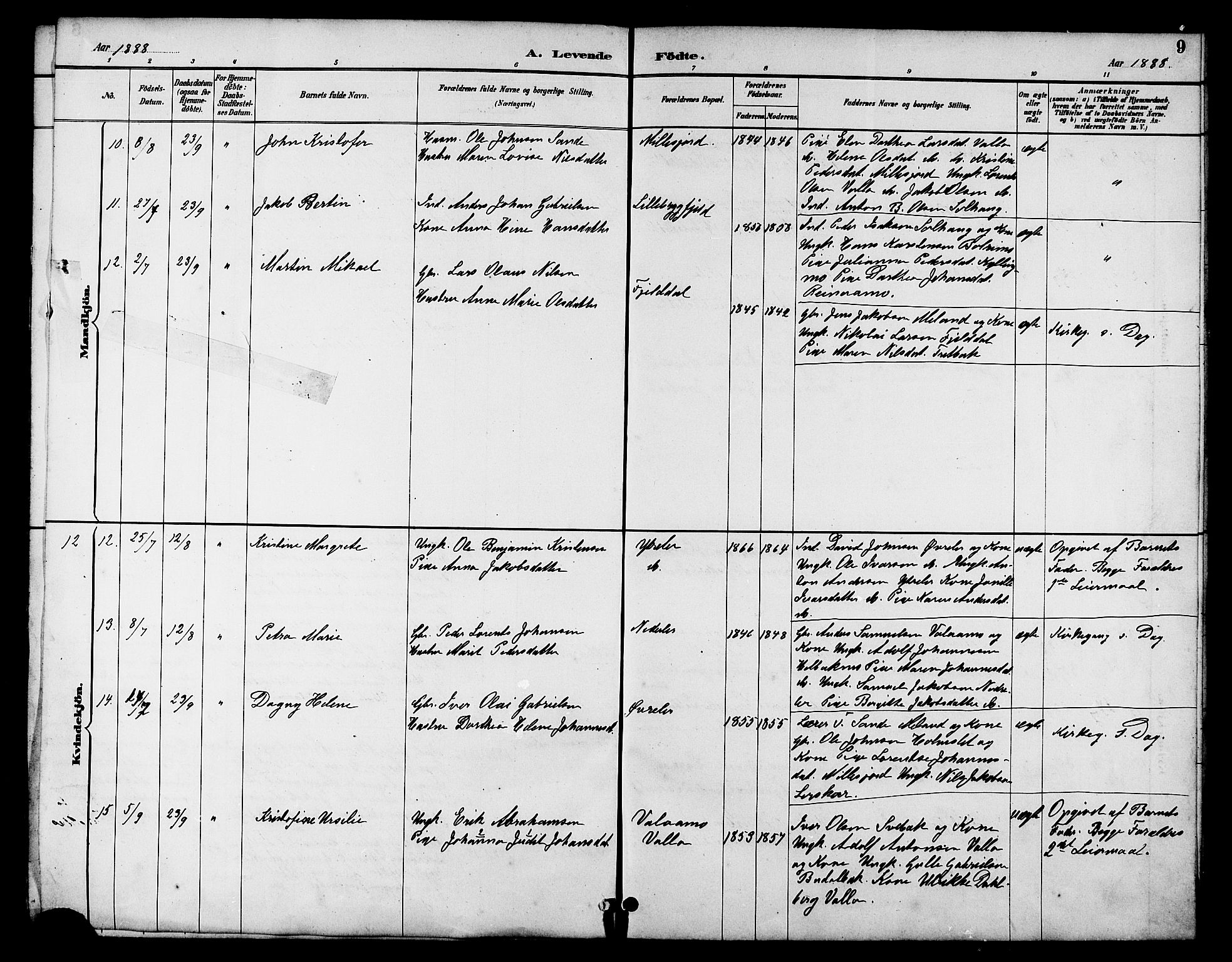 Ministerialprotokoller, klokkerbøker og fødselsregistre - Nordland, AV/SAT-A-1459/826/L0383: Parish register (copy) no. 826C03, 1887-1896, p. 9